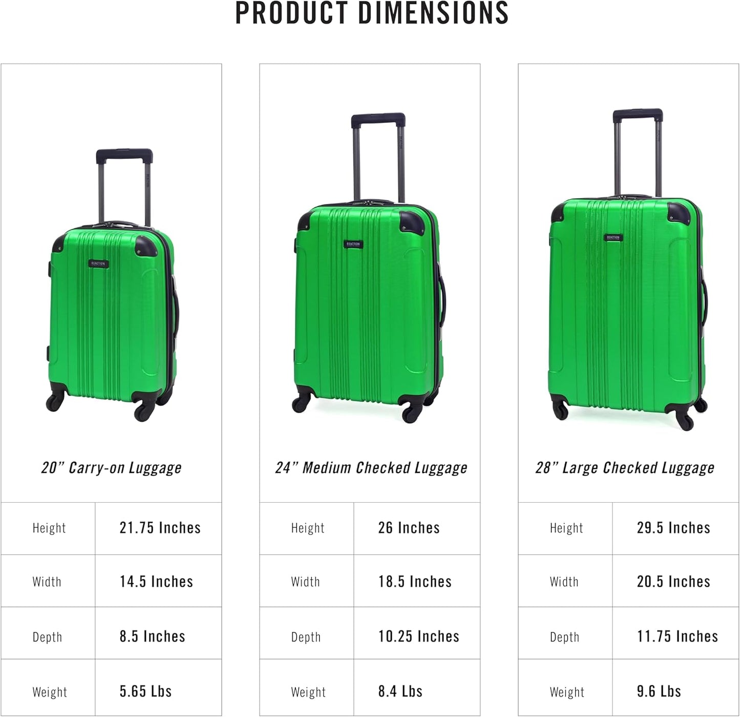 Kenneth Cole REACTION Out of Bounds Lightweight Hardshell 4-Wheel Spinner Luggage, Rose Gold, 2-Piece Set (20" & 28")