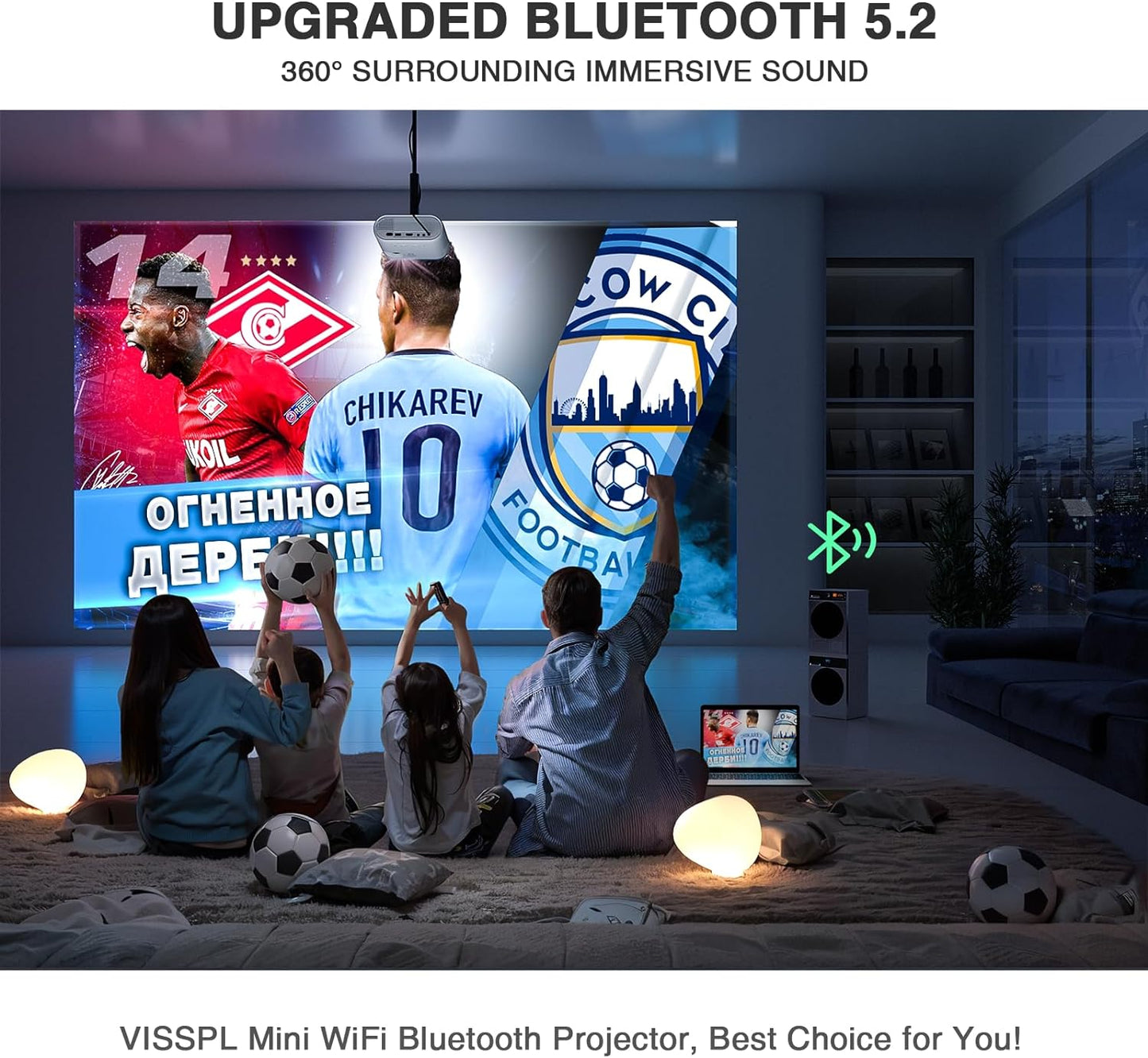 Mini Projector, VISSPL Full HD 1080P Video Projector, Portable Outdoor Projector with Tripod, Kids Gift, Home Theater Movie Phone Projector Compatible with Android/iOS/Windows/TV Stick/HDMI/USB