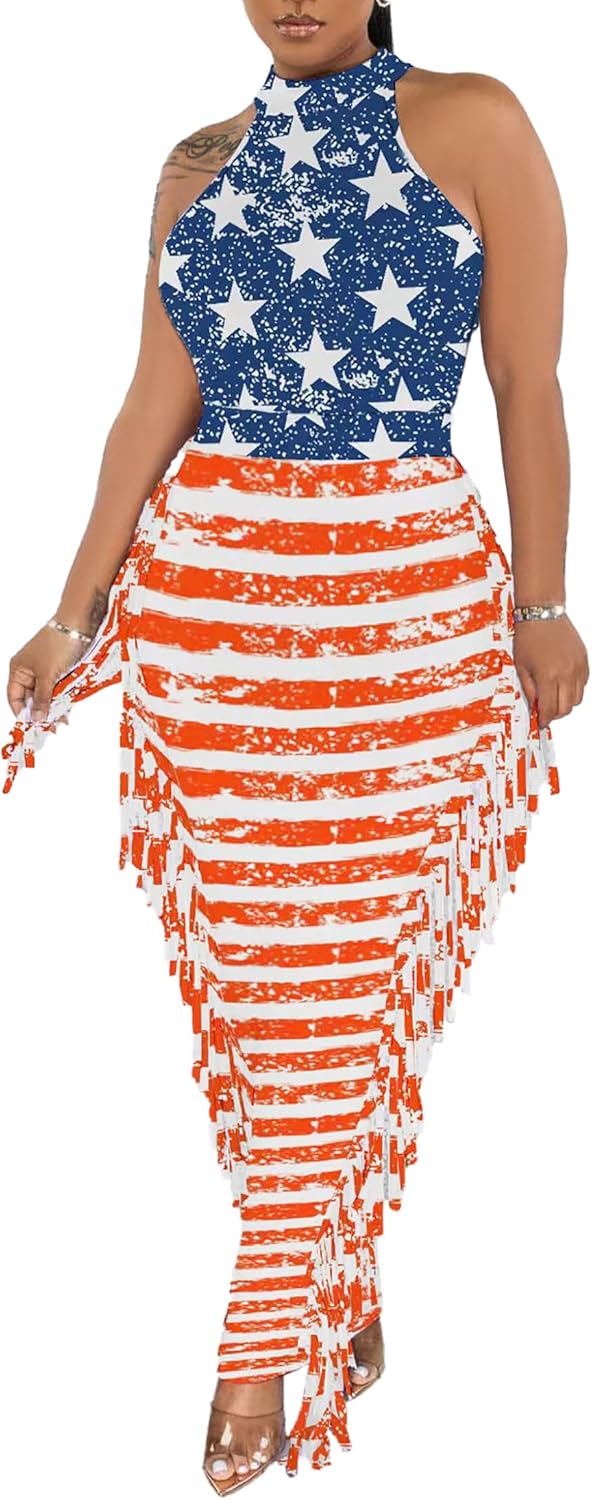 2 Piece Outfits for Women Sexy Crop Top Ruched Bodycon Maxi Dresses Fringe Skirt Sets Night Club Jumpsuits