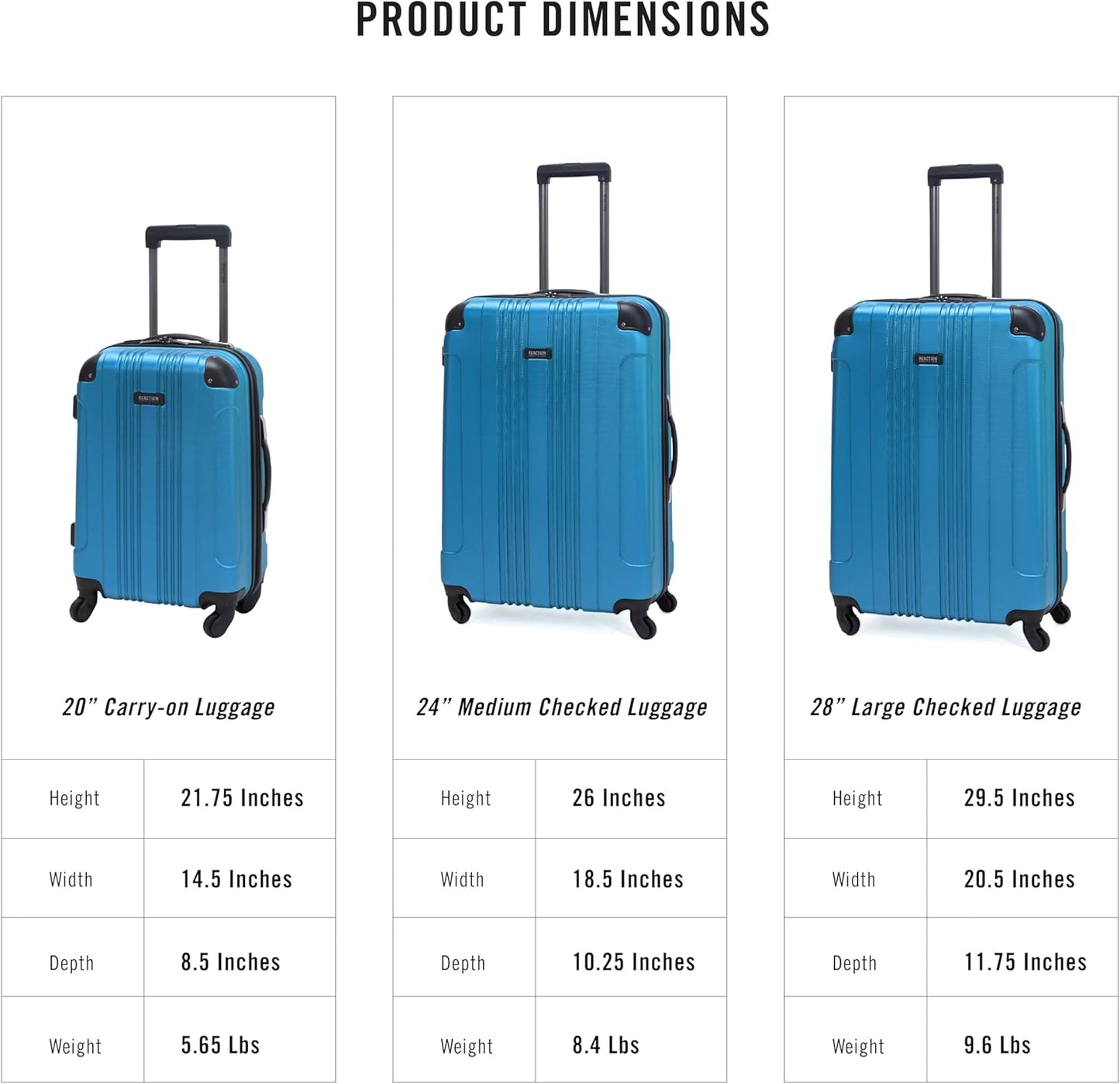 Kenneth Cole REACTION Out of Bounds Lightweight Hardshell 4-Wheel Spinner Luggage, Rose Gold, 2-Piece Set (20" & 28")