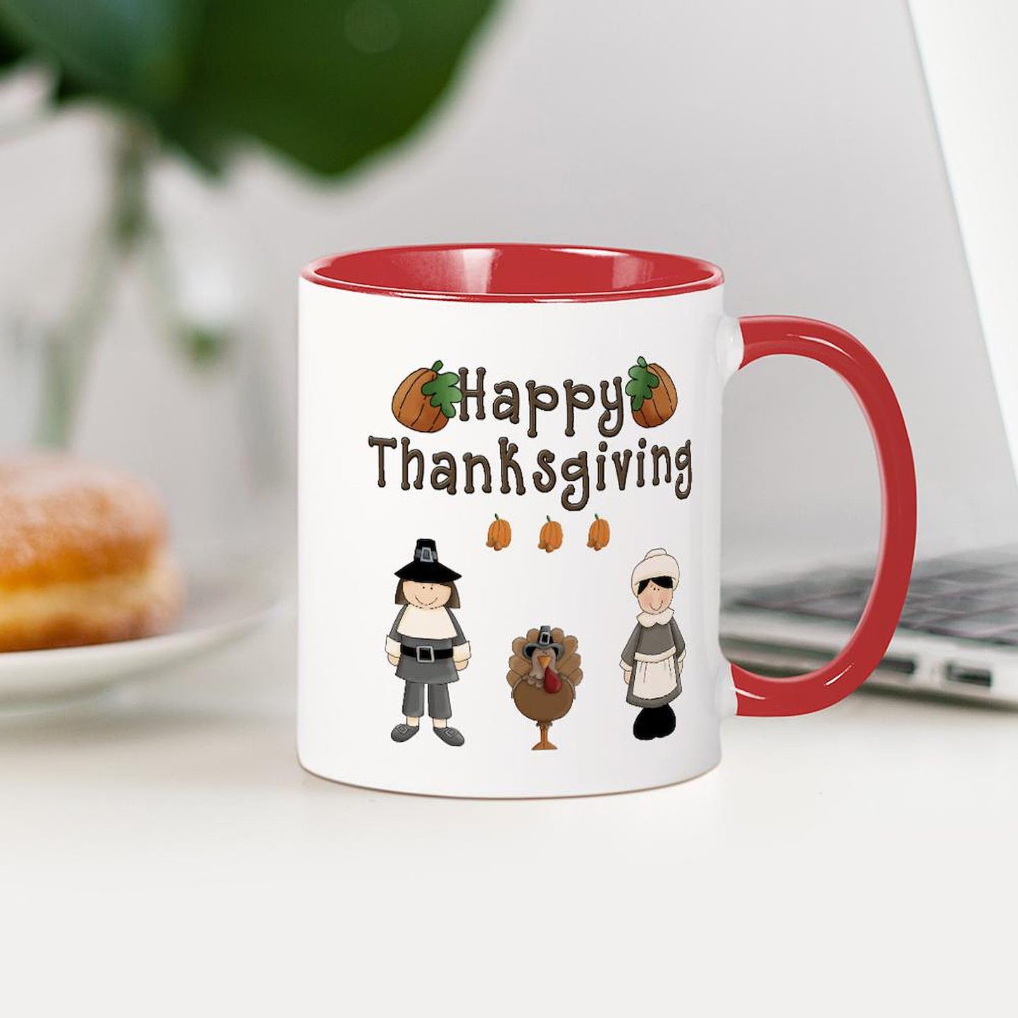 CafePress Happy Thanksgiving Turkey Mugs 11 oz (325 ml) Ceramic Coffee Mug