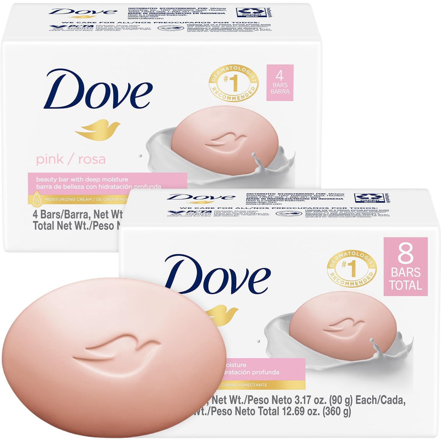 Dove Beauty Bar Soap Pink Rosa 6 Count for Soft, Smooth Skin, Cleans & Moisturizes 3.75 oz