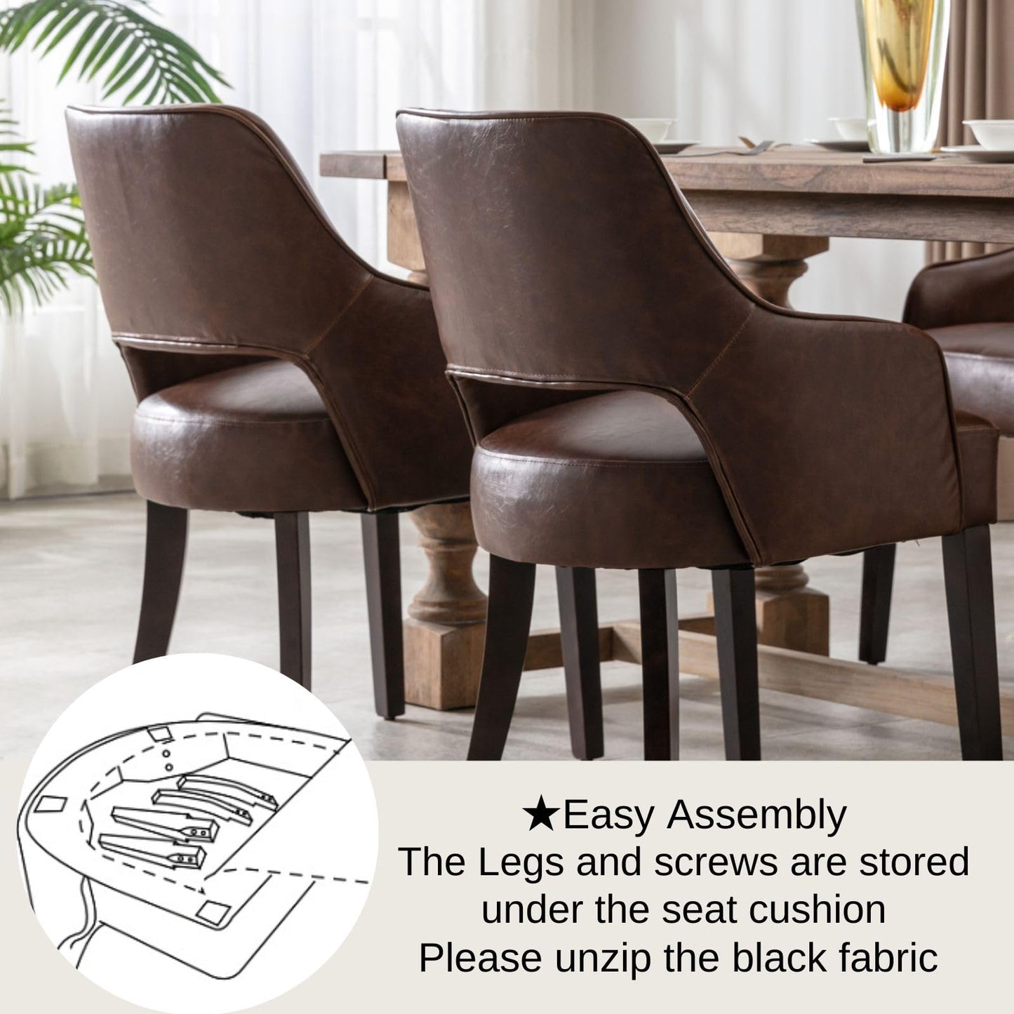 Linen Dining Chairs Set of 4 Upholstered Accent Chairs Side Chair with Wood Legs for Living Room/Dining Room/Bedroom/Restaurant, Cream