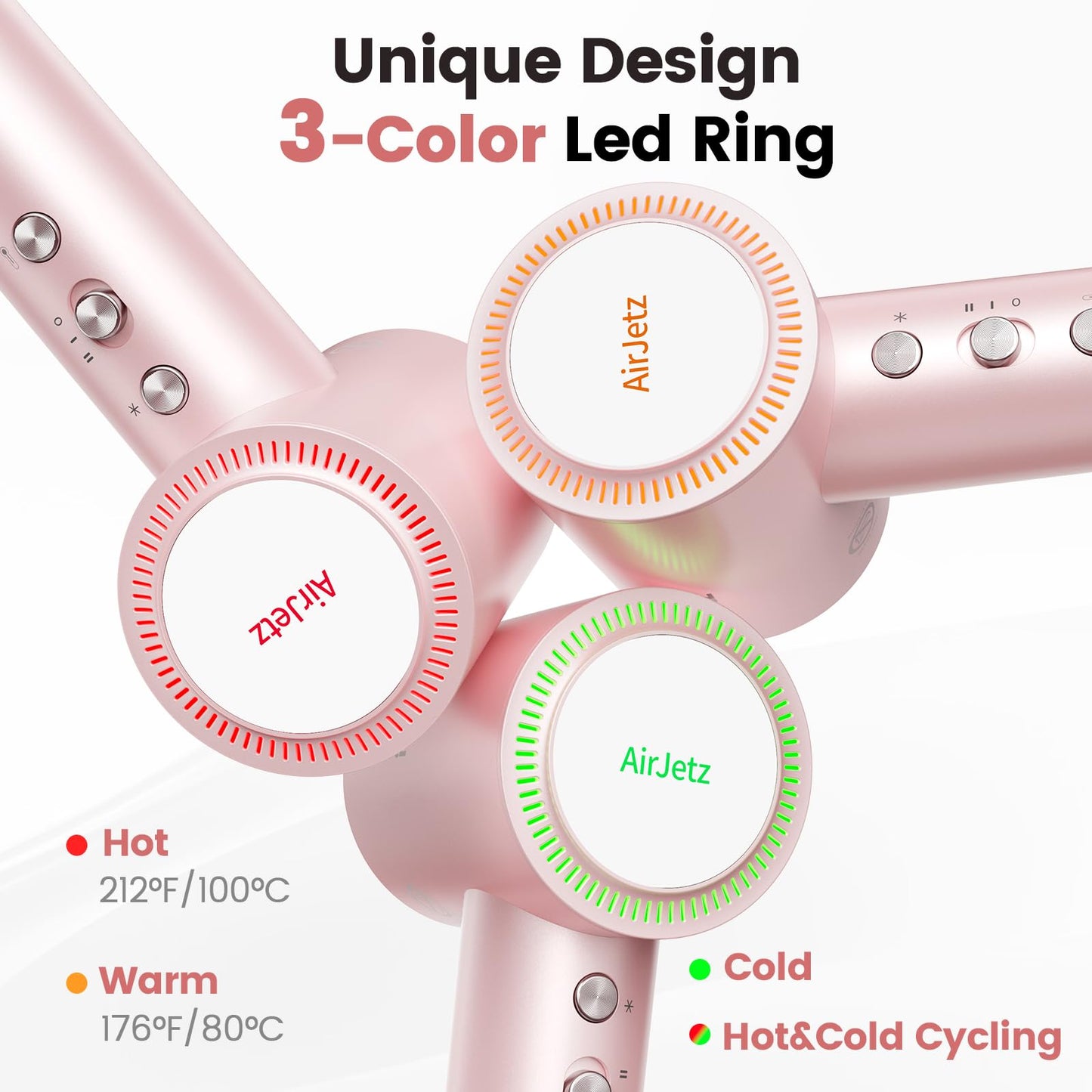 Hair Dryer, 110,000 RPM High-Speed Ionic Blow Dryer for Fast Drying, Professional Lightweight Hairdryer with Diffuser, Magnetic Nozzle, 4 Temps & 2 Speeds, Low Noise for Travel - Black