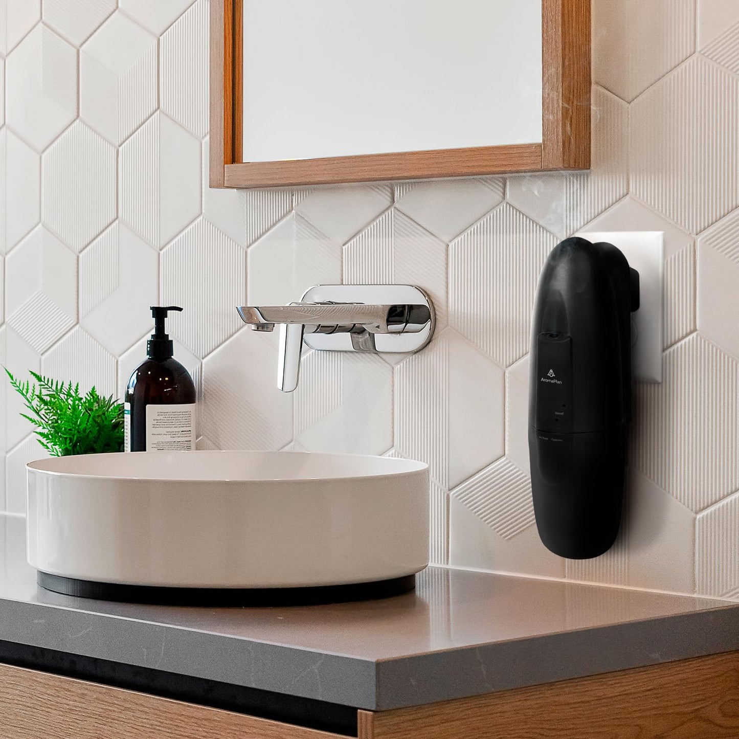 AROMAPLAN Authentic Plug in Waterless Diffuser - Up to 500 Sq. FT Coverage - Nanotechnology Plug in Oil Diffuser for Essential Oils -for Home and Office - Wall Silent & Waterless Oil Diffuser (White)