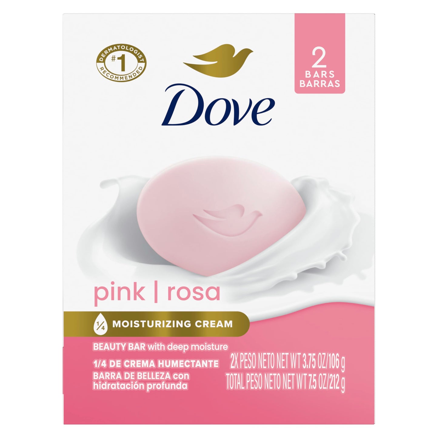 Dove Beauty Bar Soap Pink Rosa 6 Count for Soft, Smooth Skin, Cleans & Moisturizes 3.75 oz
