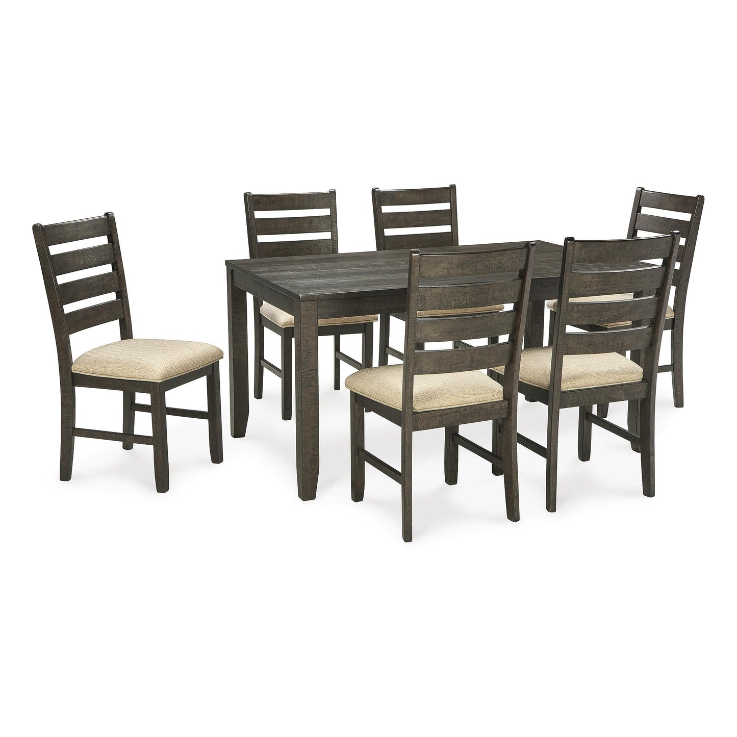 Signature Design by Ashley Skempton Cottage Dining Room Table Set with 6 Upholstered Chairs, Whitewash