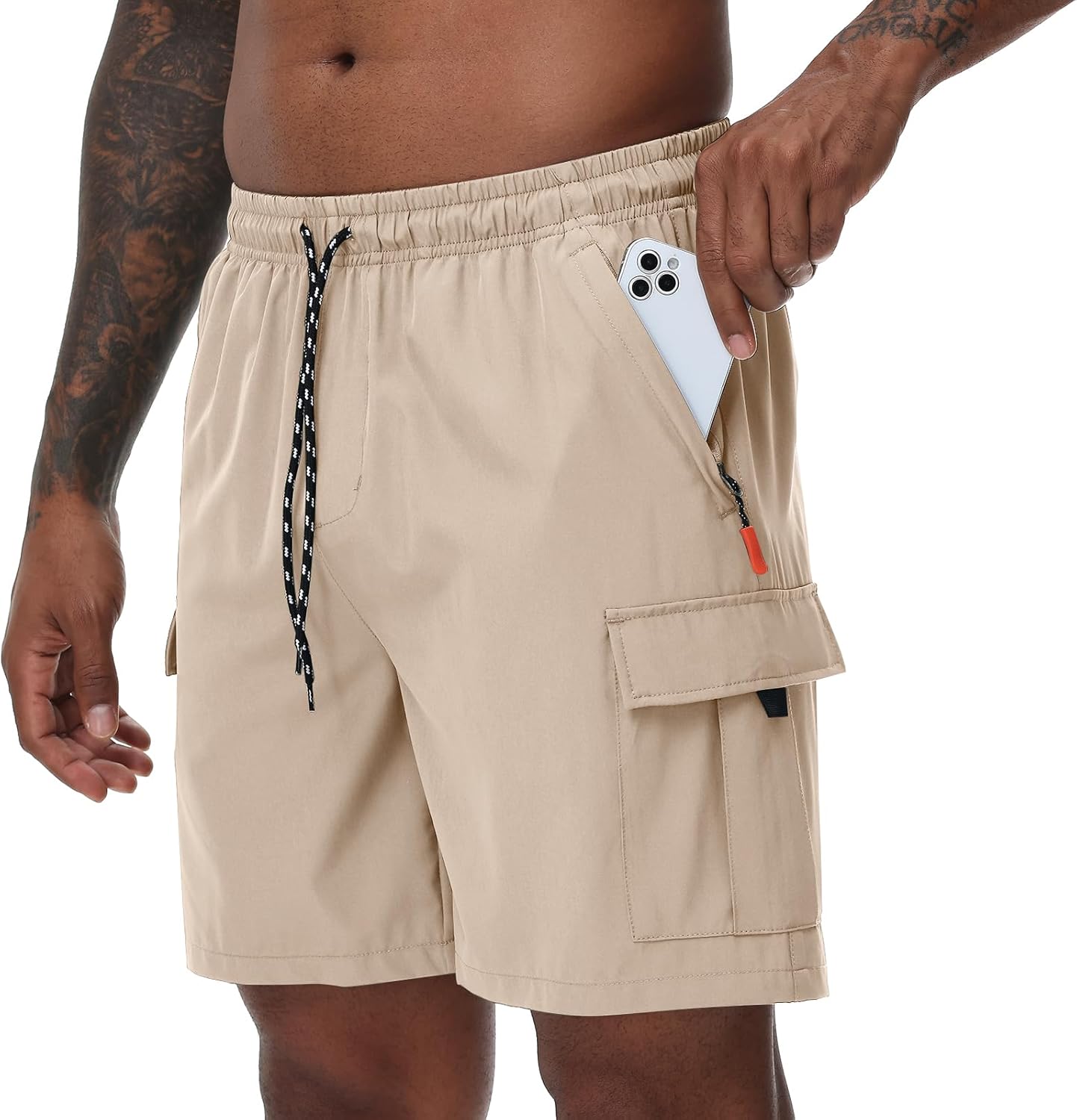 Men's Cargo Shorts Quick Dry Lightweight Stretch Hiking Shorts for Men with 5 Pockets No Lining