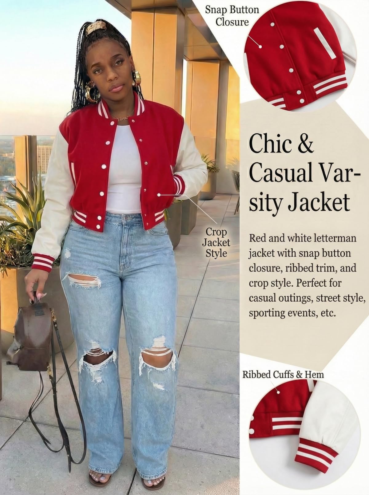 ThusFar Women Denim Distressed Jacket Puff Sleeve Ripped Pockets Vintage Washed Classic Button Up Cropped Destroyed Jean Coat