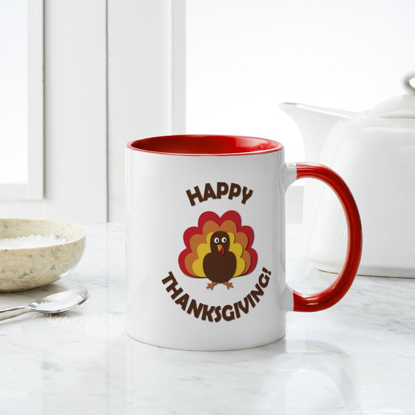 CafePress Happy Thanksgiving Turkey Mugs 11 oz (325 ml) Ceramic Coffee Mug