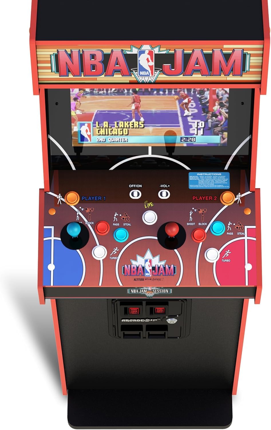 ARCADE1UP NBA Jam Deluxe 2-Player Control Panel Arcade Machine, Built for Your Home, 5 Foot Tall Cabinet with 3 Classic Games