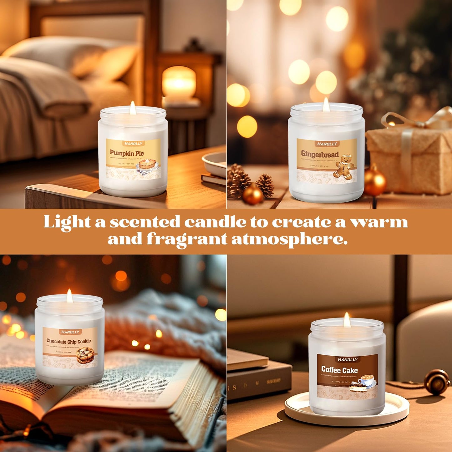 Hotel Scented Candles Set, 6 Pack Candles for Home Scented, Luxury Aromatherapy Jar Candle Gifts for Men & Women, Natural Soy Wax Long Lasting Candle Kit for Fathers Day, Birthday, Christmas