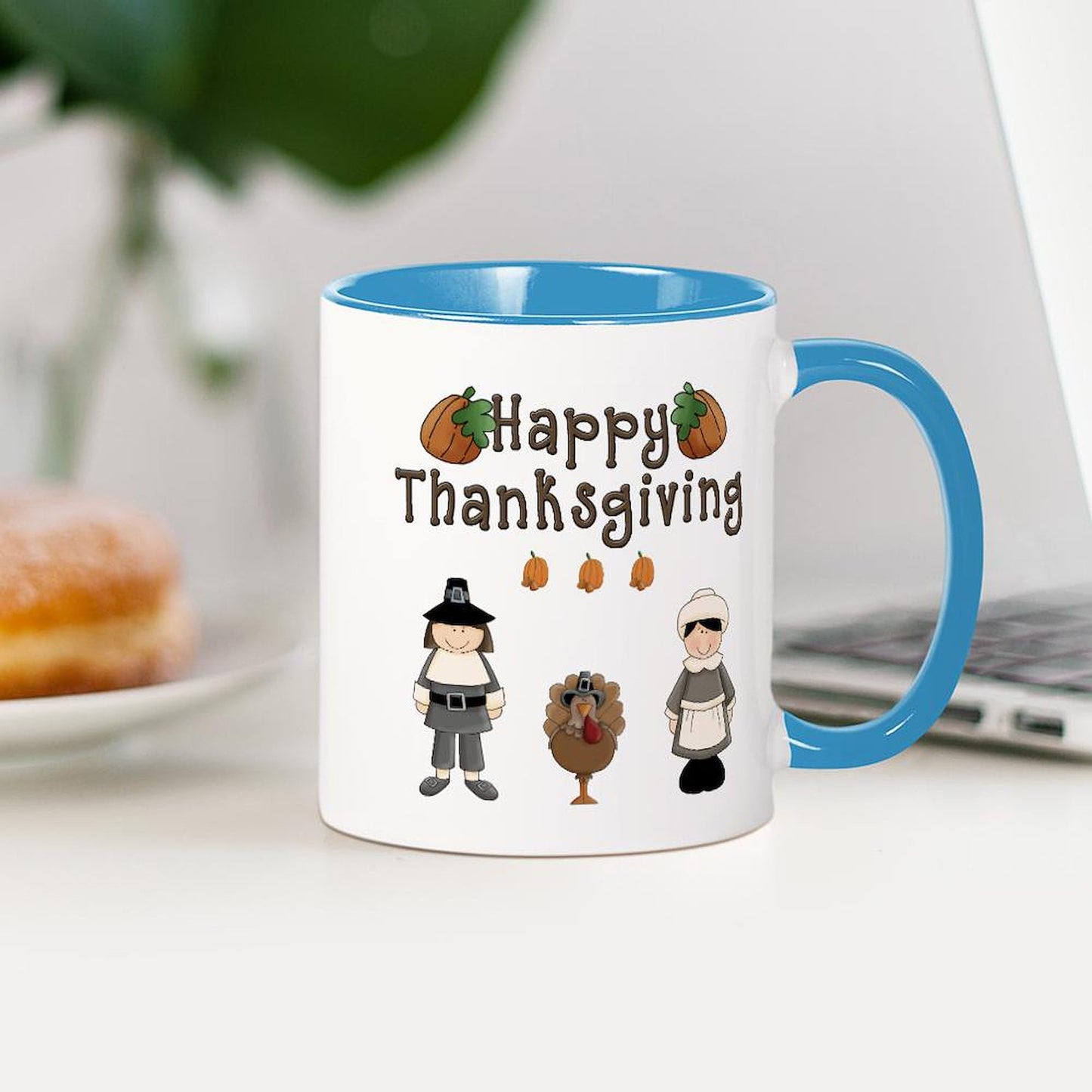 CafePress Happy Thanksgiving Turkey Mugs 11 oz (325 ml) Ceramic Coffee Mug