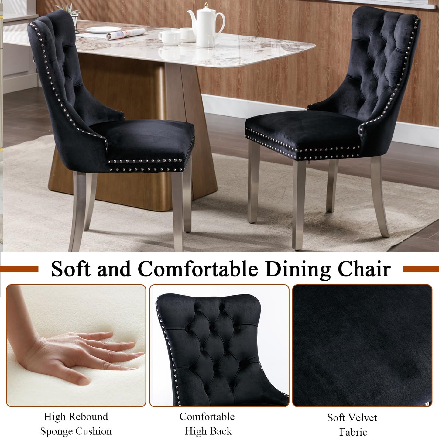 HomVent 70" Faux Marble Dining Table Set for 6, Rectangular Marble Top Kitchen Table Set, Kitchen & Dining Room Sets, Dining Table and Dining Chair