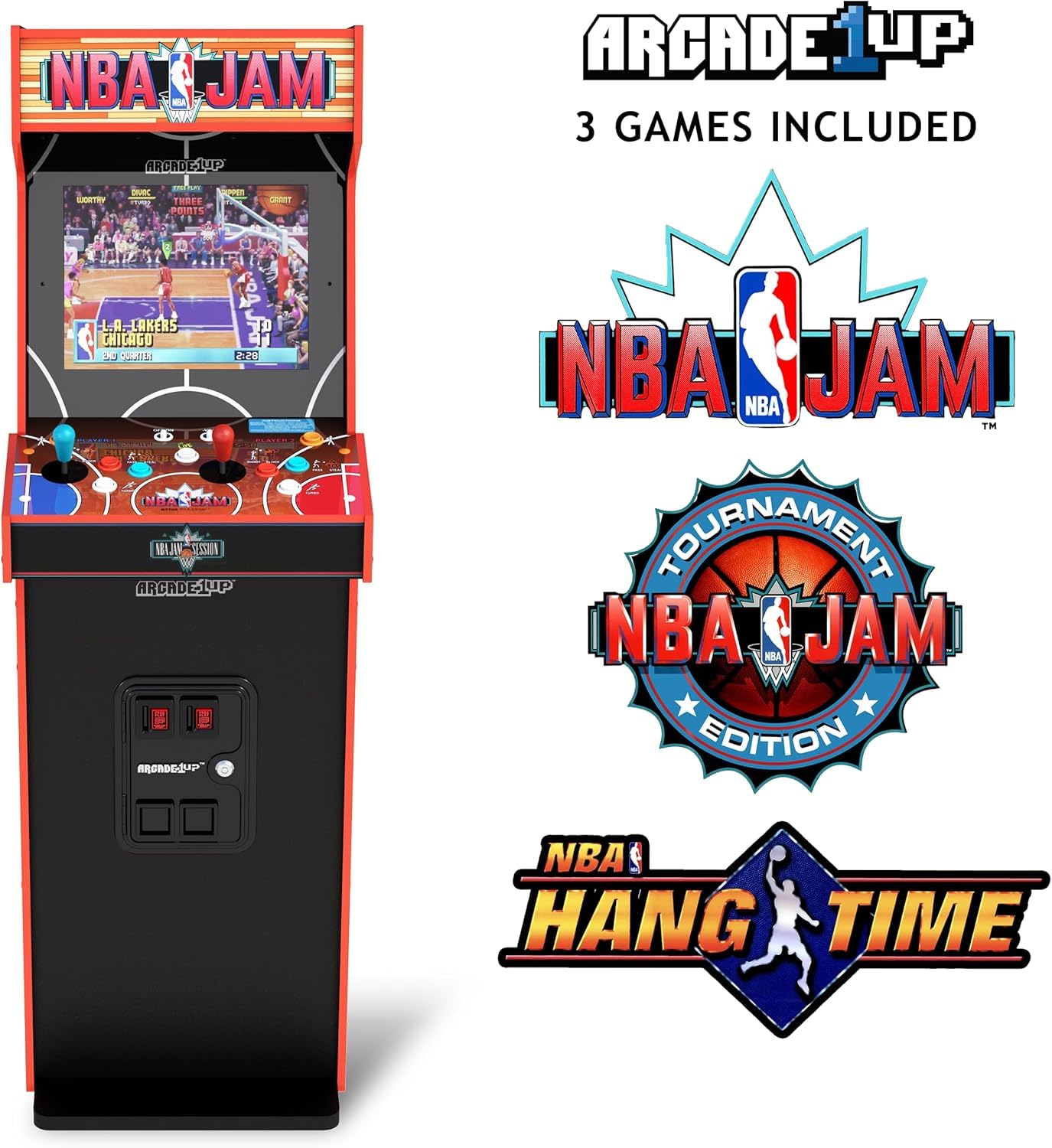 ARCADE1UP NBA Jam Deluxe 2-Player Control Panel Arcade Machine, Built for Your Home, 5 Foot Tall Cabinet with 3 Classic Games