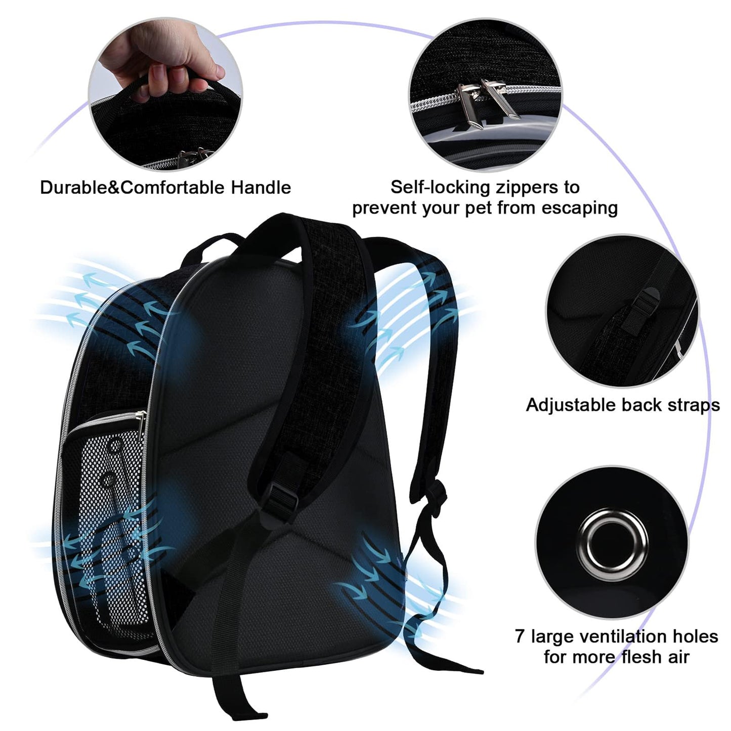 BAGLHER Cat and Dog Carrier Backpack Bubble - Fit Up to 18 Lbs - Airline-Approved Dog Backpack Carrier for Small Pets Puppies Dogs Bunny, Space Capsule Dog Carrier Backpack for Travel Outdoor Hiking, Purple