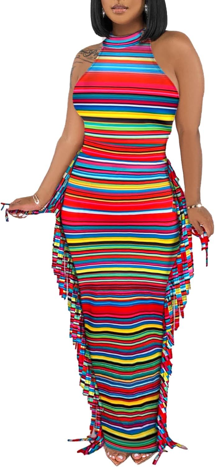 2 Piece Outfits for Women Sexy Crop Top Ruched Bodycon Maxi Dresses Fringe Skirt Sets Night Club Jumpsuits