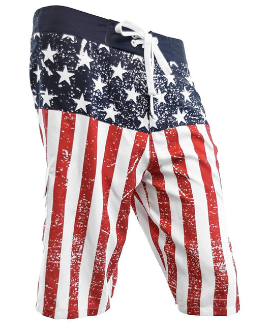 Calhoun Mens USA Flag Distressed Boardshorts