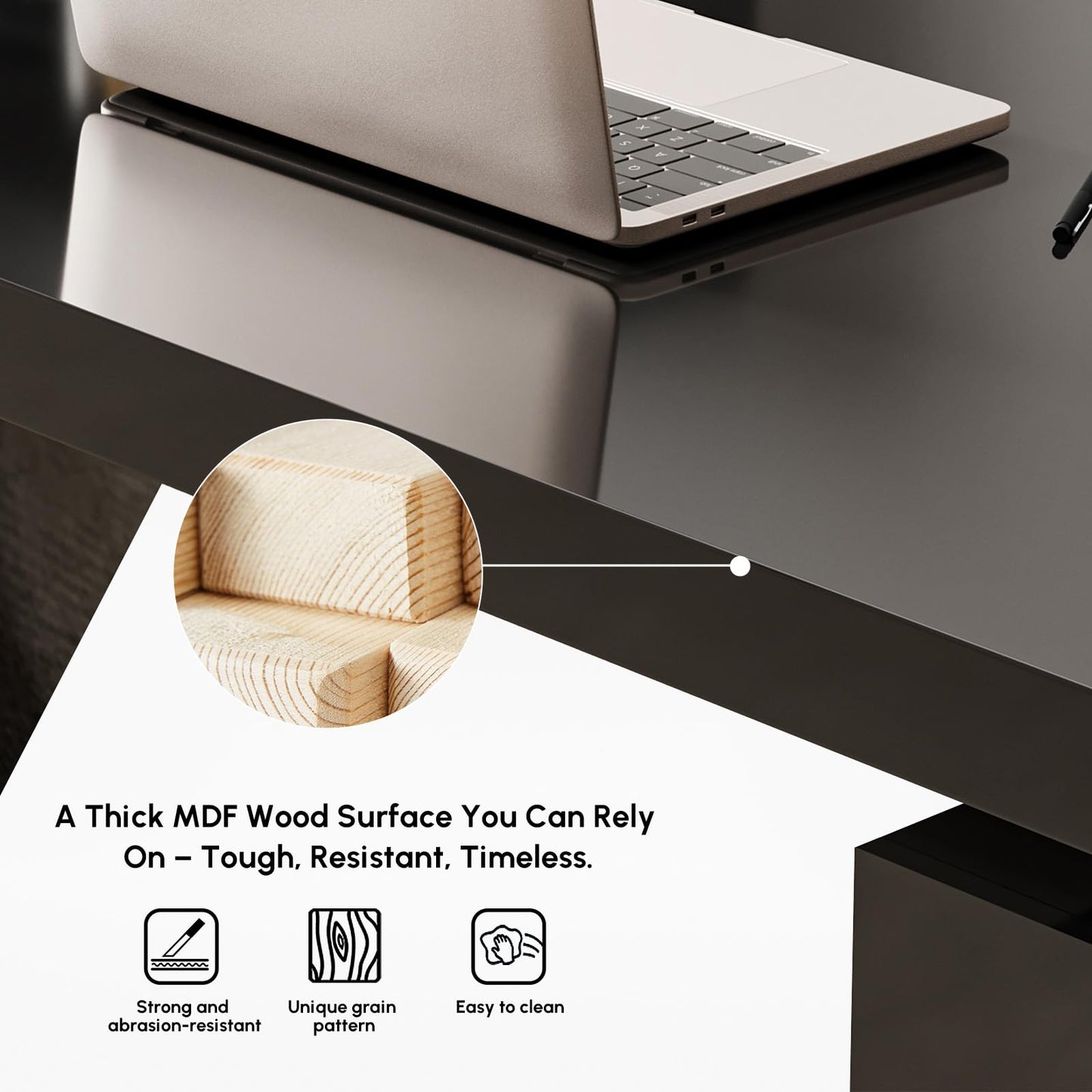 homary 70.9" Modern L-Shape Executive Desk, Home Office Desk with Drawers & Cabinet Modern Computer Desk for Home Business Furniture, Black, Right Hand