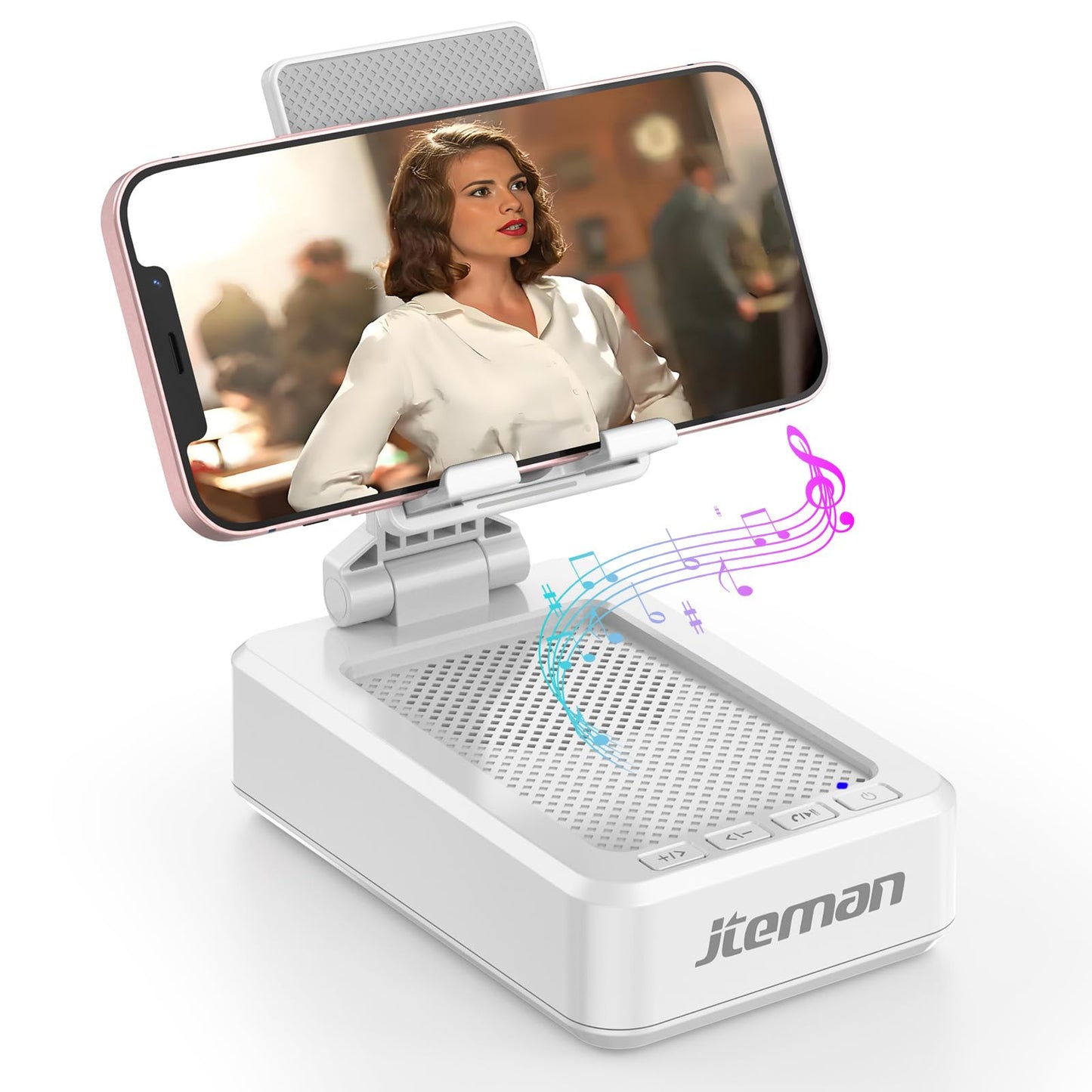 JTEMAN Tablet Stand Adjustable with Bluetooth Speakers,Kitchen Gadgets,Gifts for Women Men,Wireless Bluetooth Speaker Tablet Holder,Desk Mic Charging Sation Compatible with Phones and Tablet