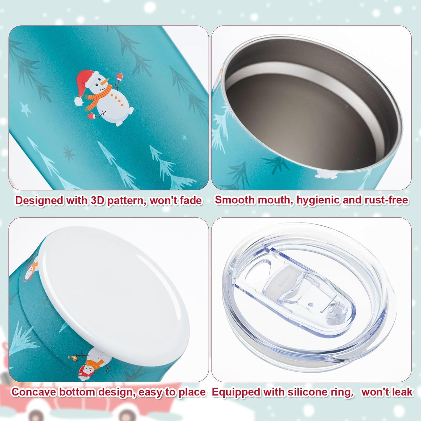 Sliner 12 Pack Christmas Stainless Steel Tumblers 20oz Christmas Insulated Tumbler Bulk with Lids and Straws Straight Double Wall Vacuum Travel Coffee Mug for Cold and Hot Drinks Xmas Party Gift