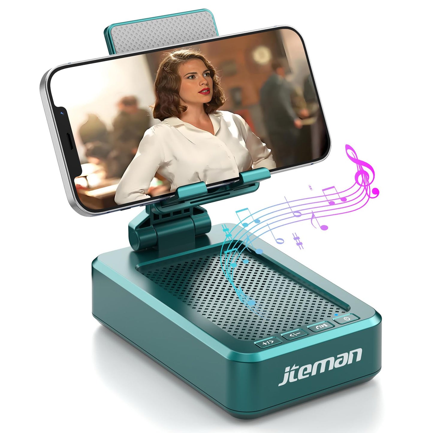 JTEMAN Tablet Stand Adjustable with Bluetooth Speakers,Kitchen Gadgets,Gifts for Women Men,Wireless Bluetooth Speaker Tablet Holder,Desk Mic Charging Sation Compatible with Phones and Tablet