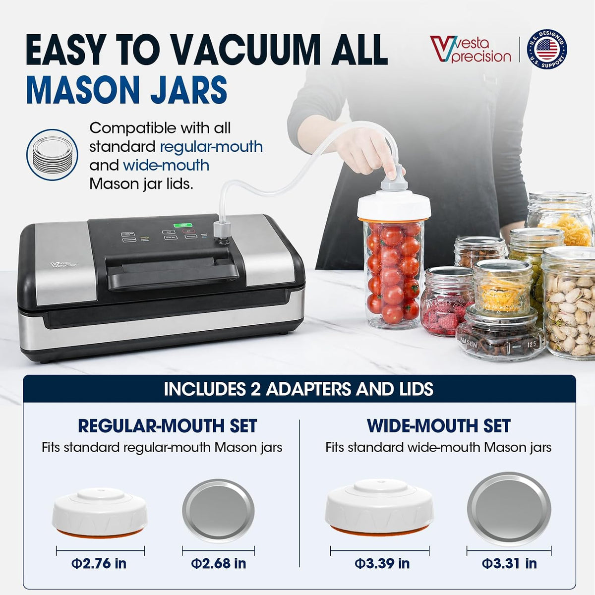 Vesta Precision 12" Vacuum Sealer for Food & Liquids, 1x50' or 2x20' Rolls