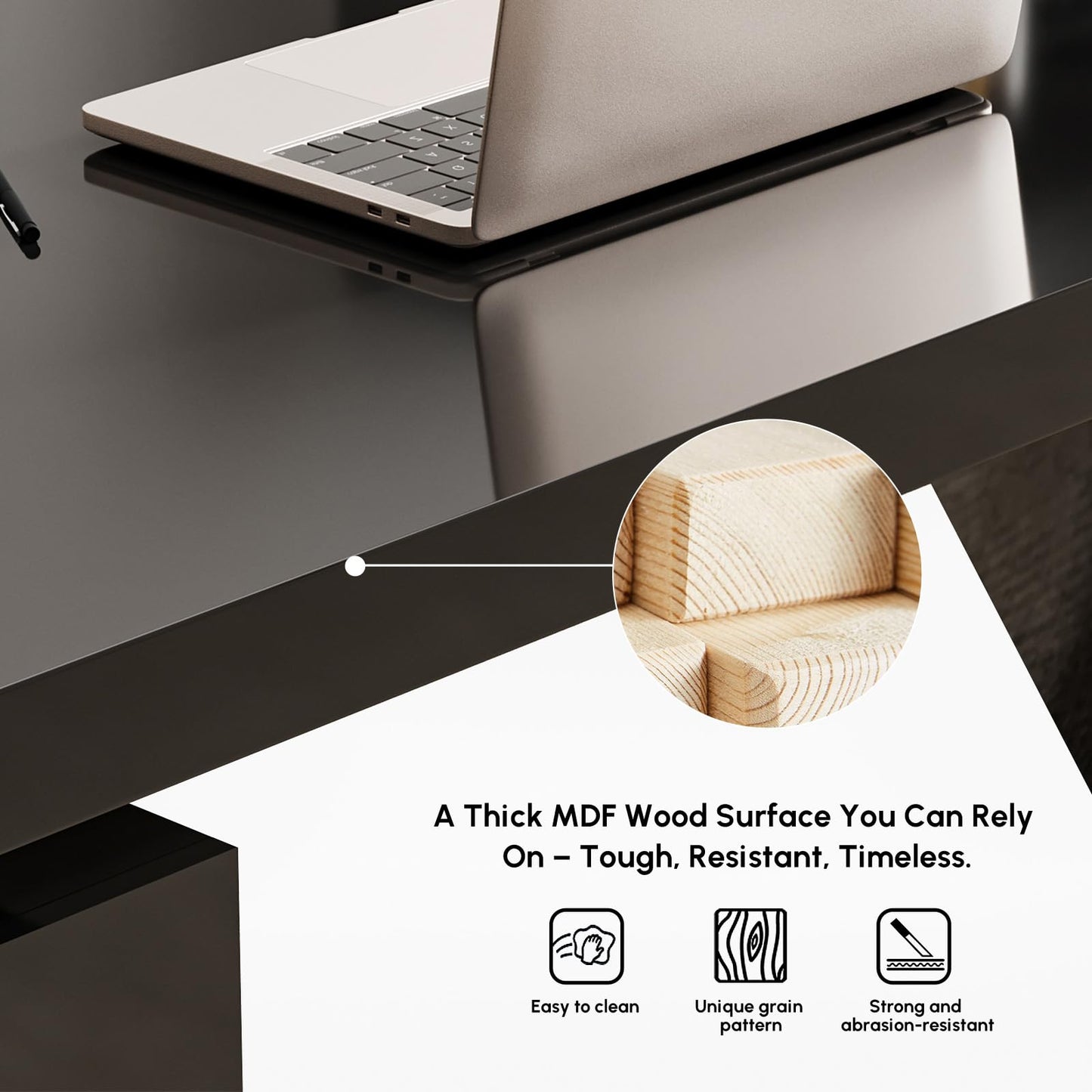 homary 70.9" Modern L-Shape Executive Desk, Home Office Desk with Drawers & Cabinet Modern Computer Desk for Home Business Furniture, Black, Right Hand