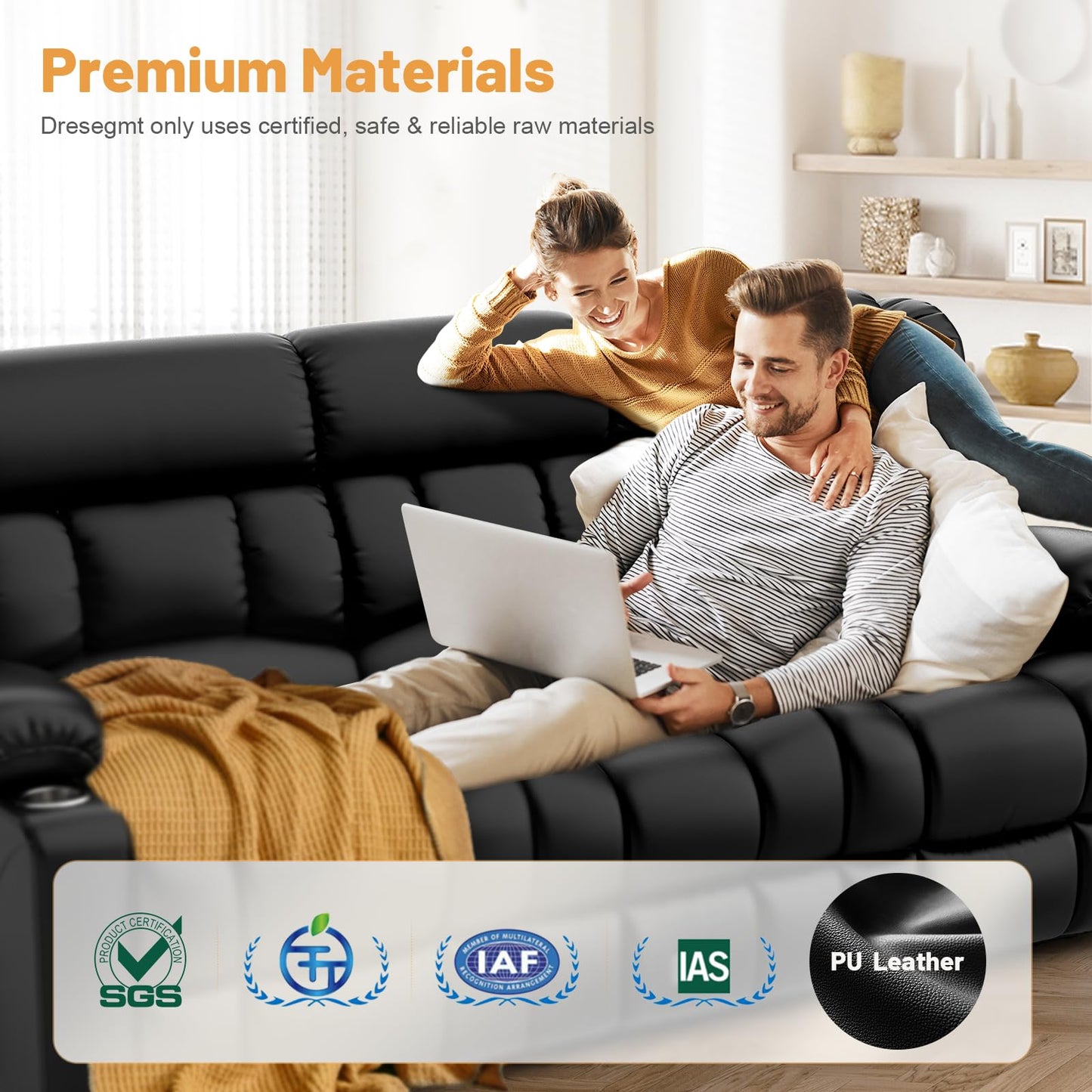 Loveseat Recliner Sofa, Flip Middle Backrest Design 3 Seat Reclining Sofa with Storage Drawer, USB Ports & Cup Holders, Manual Couch for Living Room/RV (Gray)