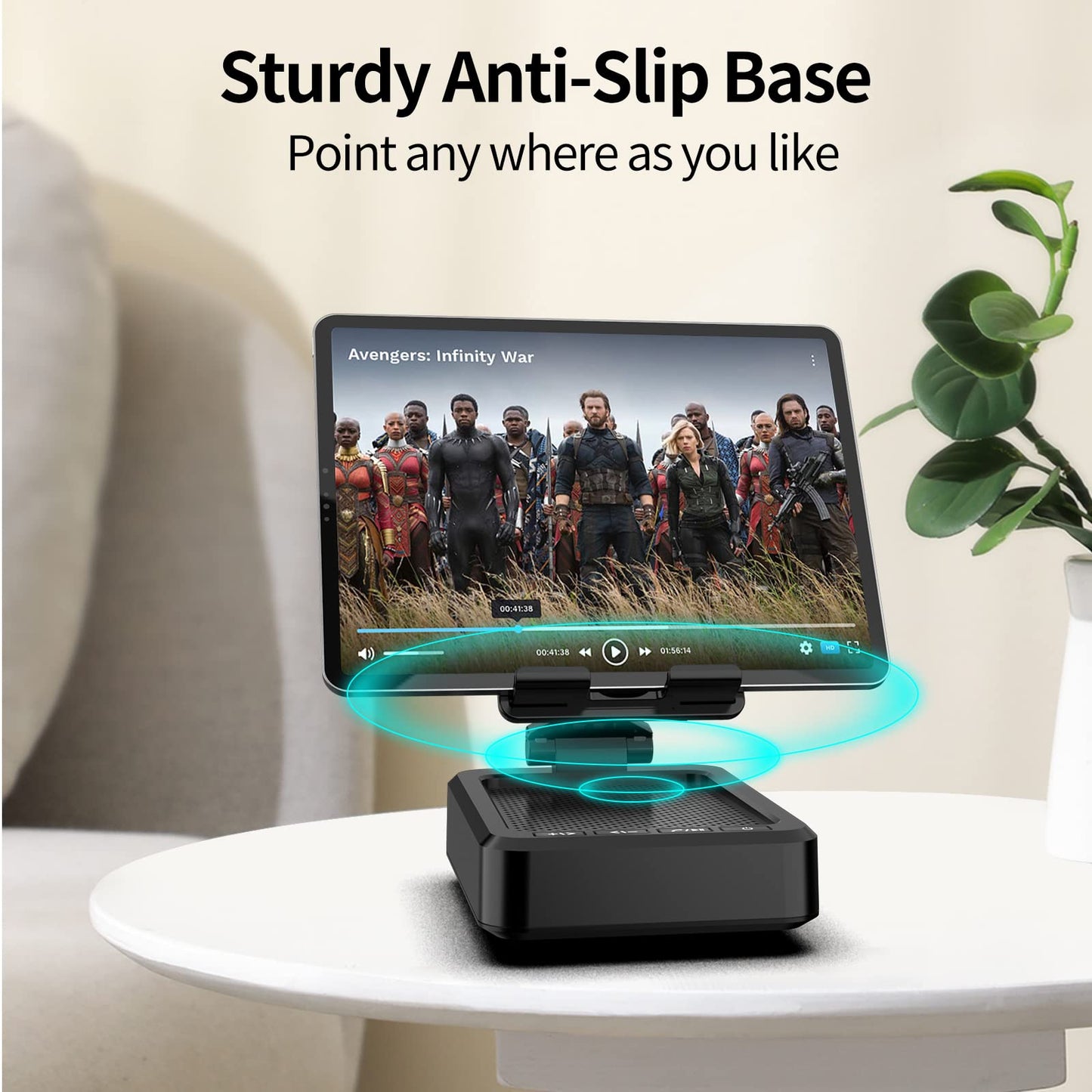 JTEMAN Tablet Stand Adjustable with Bluetooth Speakers,Kitchen Gadgets,Gifts for Women Men,Wireless Bluetooth Speaker Tablet Holder,Desk Mic Charging Sation Compatible with Phones and Tablet