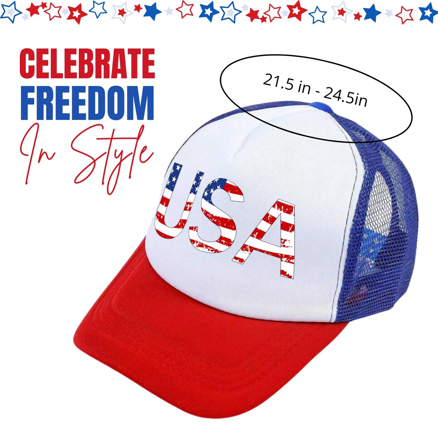 American Flag Trucker Hat USA Snapback Hat 4th of July Patriotic Hats for Men Women