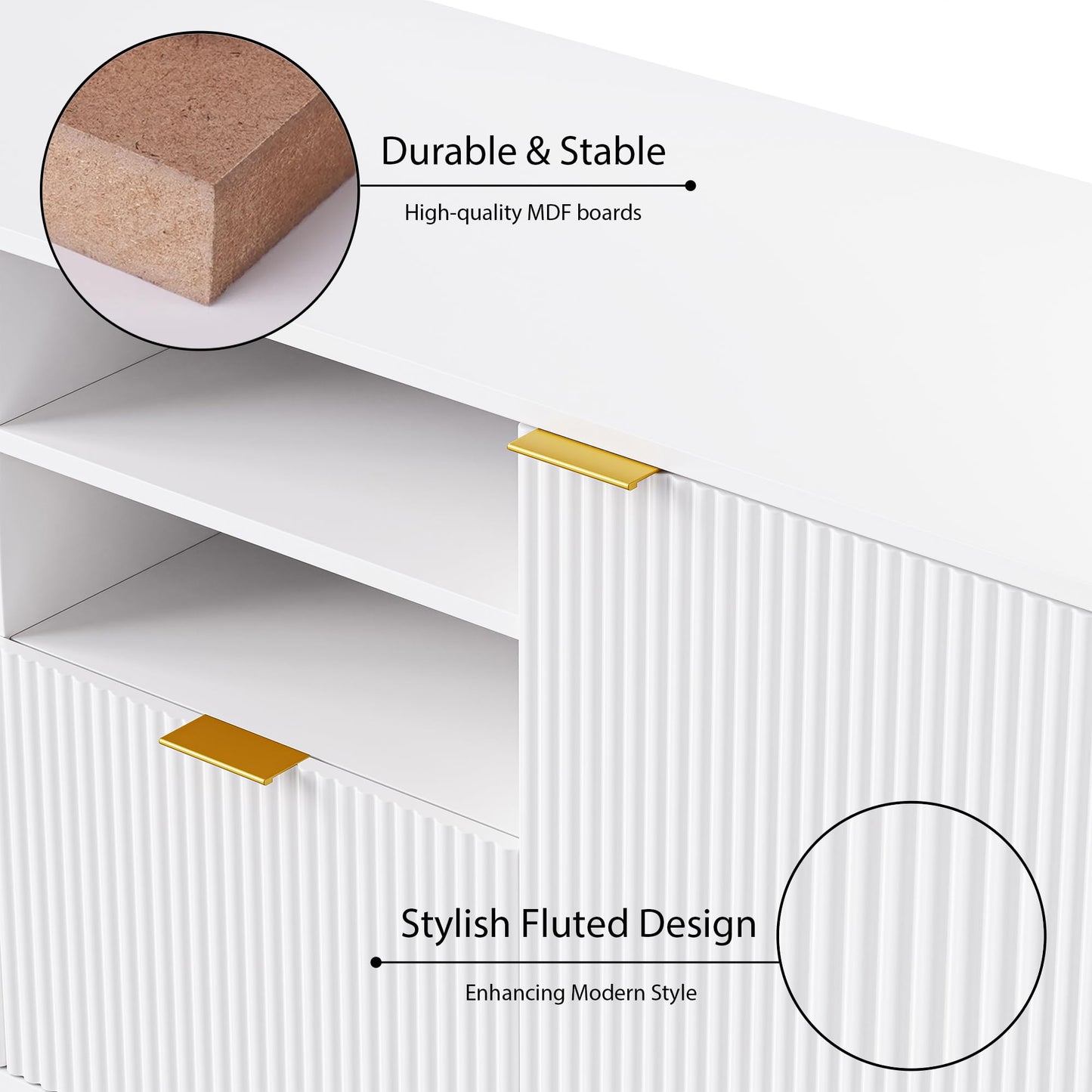 103" Minimalist Entertainment Center Wall Unit Set with Bridge for TVs Up to 75'',Ample Storage Space TV Stand W/Adjustable Shelves,Modernist Large Media Console for Living Room,White