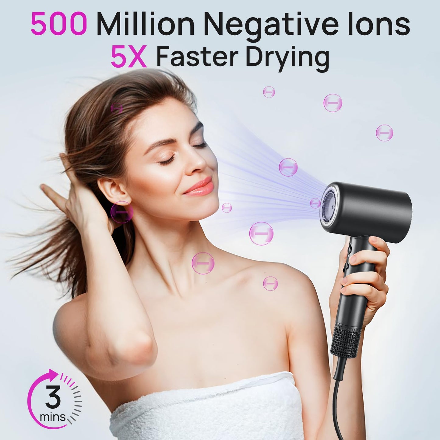 CONFU Hair Dryer, 110000 RPM Fast Drying Blow Dryer with Magnetic Diffuser and Concentrator, Professional Lightweight Ionic Hair Dryer for Women and Men