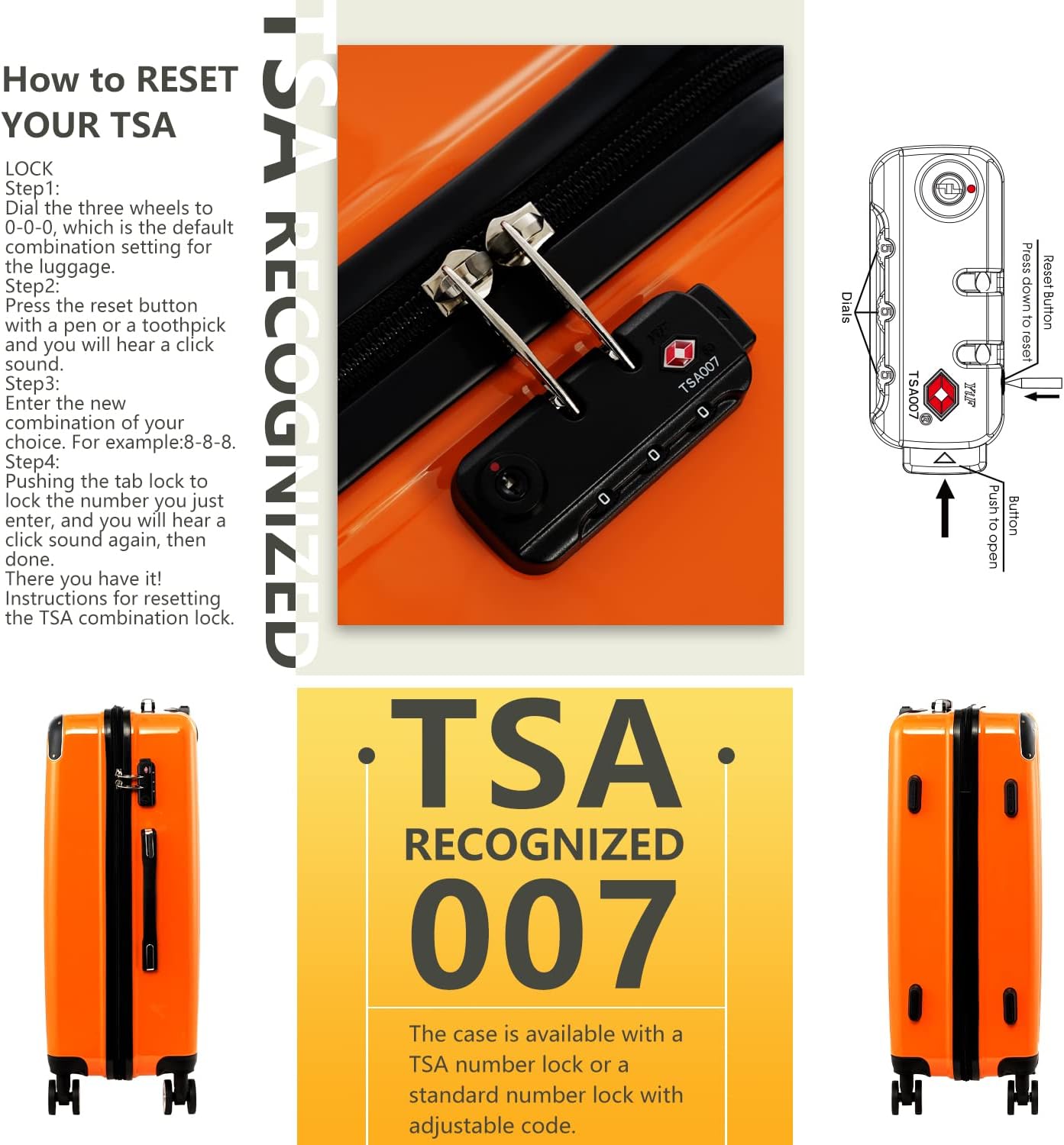 Coolife Luggage Expandable 5 Piece Sets PC+ABS Spinner Suitcase 20 inch 24 inch 28 inch (white grid new)