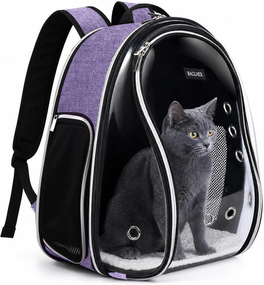 BAGLHER Cat and Dog Carrier Backpack Bubble - Fit Up to 18 Lbs - Airline-Approved Dog Backpack Carrier for Small Pets Puppies Dogs Bunny, Space Capsule Dog Carrier Backpack for Travel Outdoor Hiking, Purple