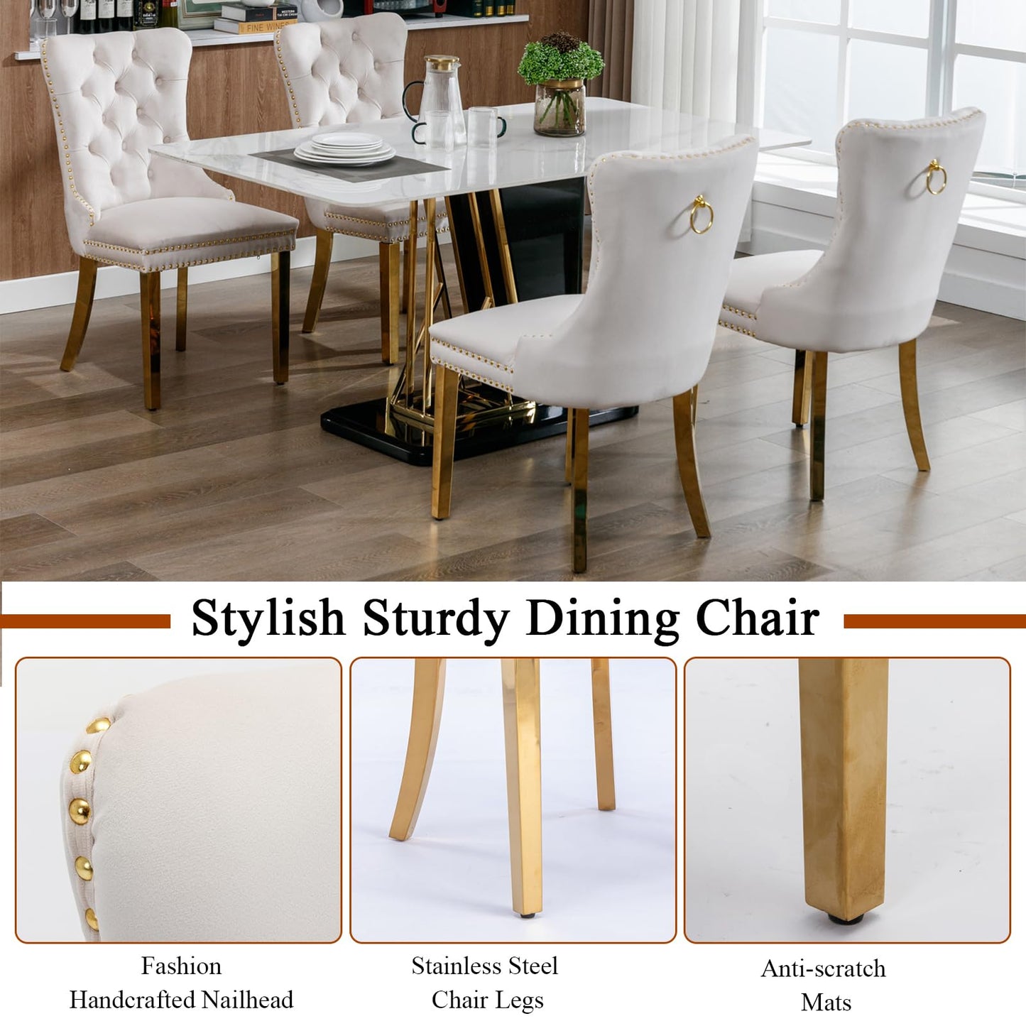 HomVent 70" Faux Marble Dining Table Set for 6, Rectangular Marble Top Kitchen Table Set, Kitchen & Dining Room Sets, Dining Table and Dining Chair