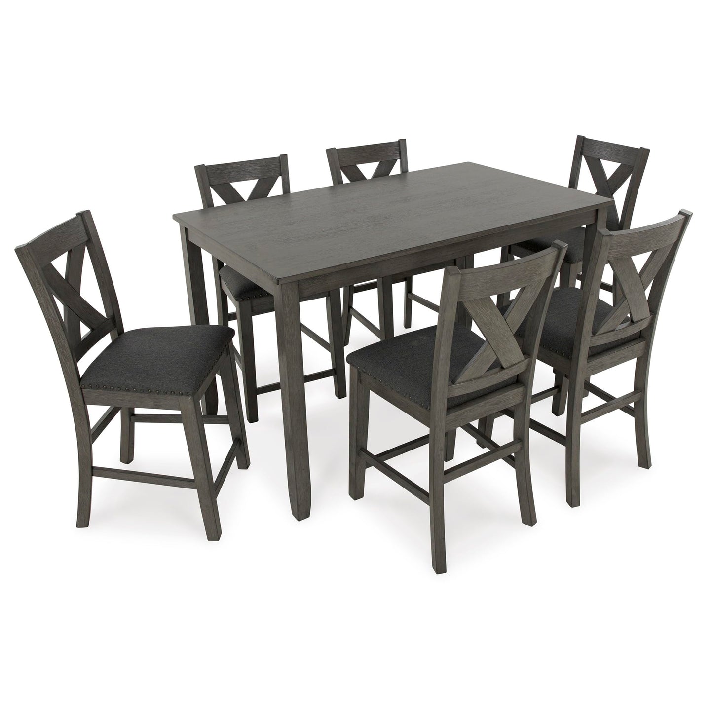 Signature Design by Ashley Skempton Cottage Dining Room Table Set with 6 Upholstered Chairs, Whitewash