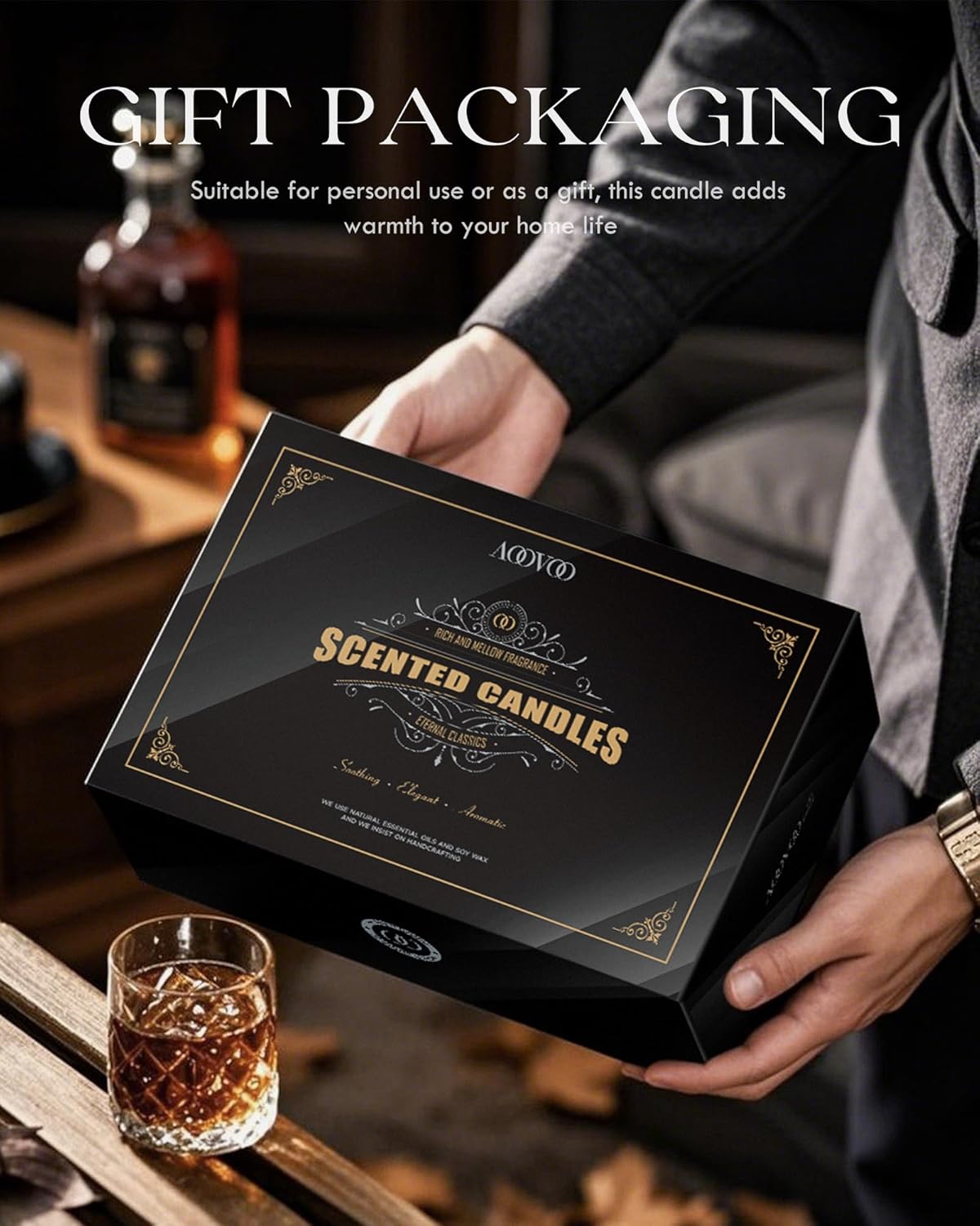 AOOVOO Scented Candles Gift Set - 6 Pack Men Candles for Home Scented, Soy Candle Set for Men, 42 oz 300 Hour Long Lasting Candle for Birthday, Father's Day, Valentine, Christmas, Anniversary