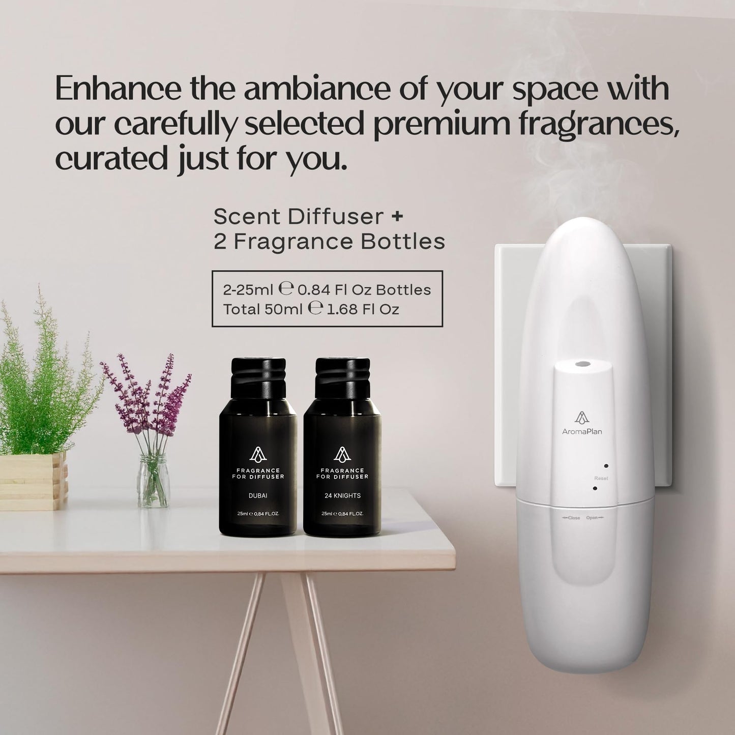 AROMAPLAN Authentic Plug in Waterless Diffuser - Up to 500 Sq. FT Coverage - Nanotechnology Plug in Oil Diffuser for Essential Oils -for Home and Office - Wall Silent & Waterless Oil Diffuser (White)