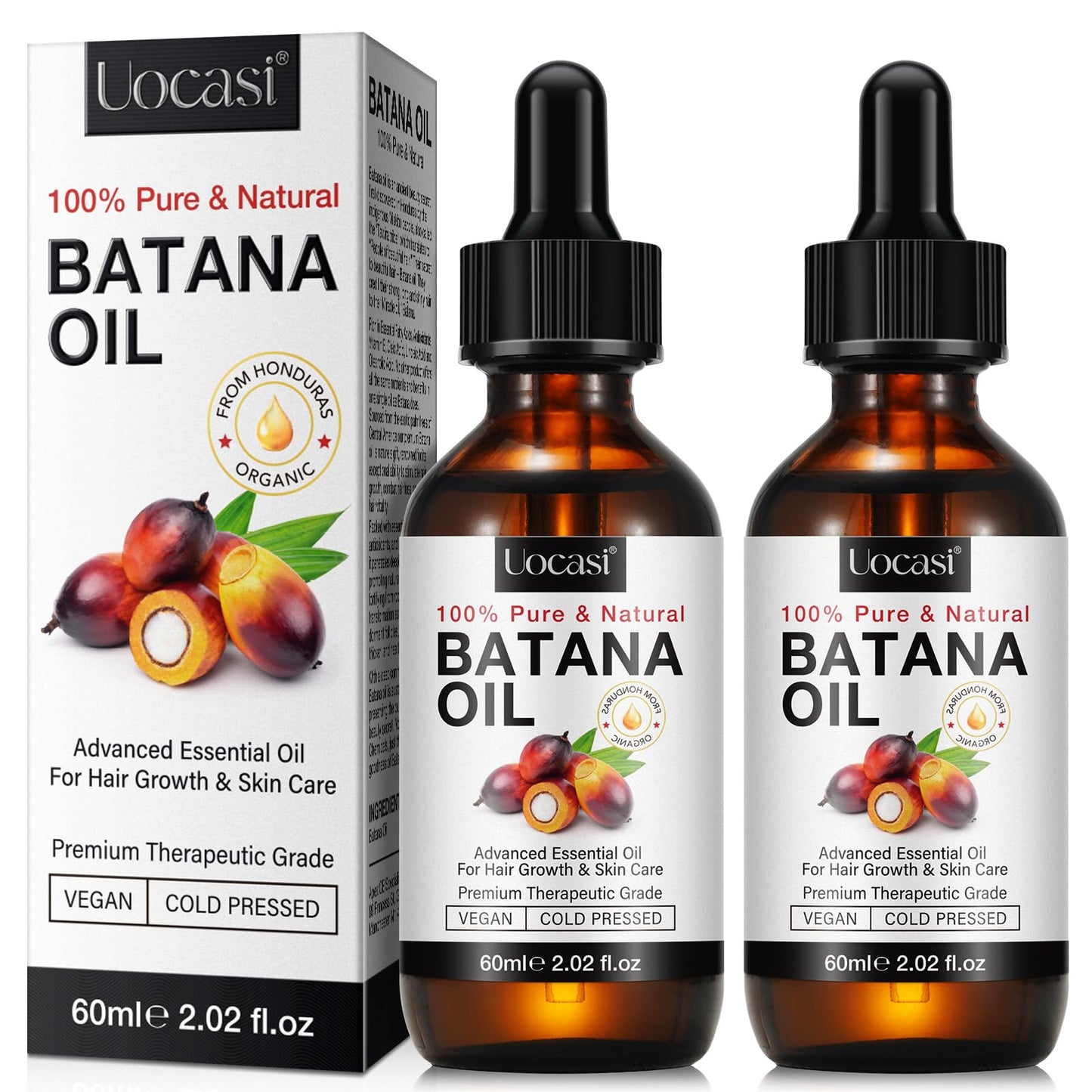 Batana Oil for Hair Growth - 2 Pack, Raw Unrefined Batana Oil,100% Pure Natural Stimulation for Hair Growth, Thickens Strands, Prevent Dry Hair & Hair Loss, 4.04 Oz