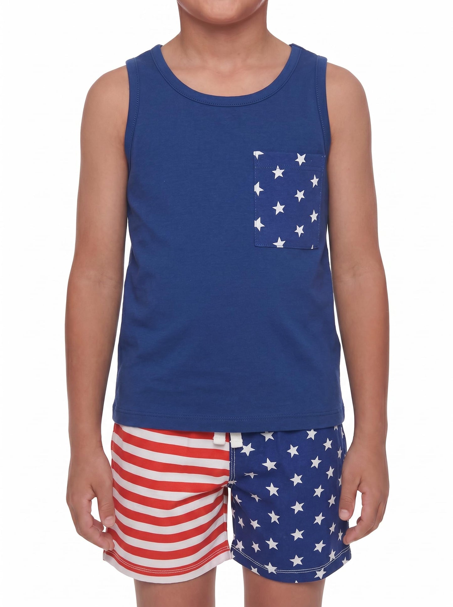 Unique Baby Boys American Boy 4th of July 2pc Tank Shorts Set
