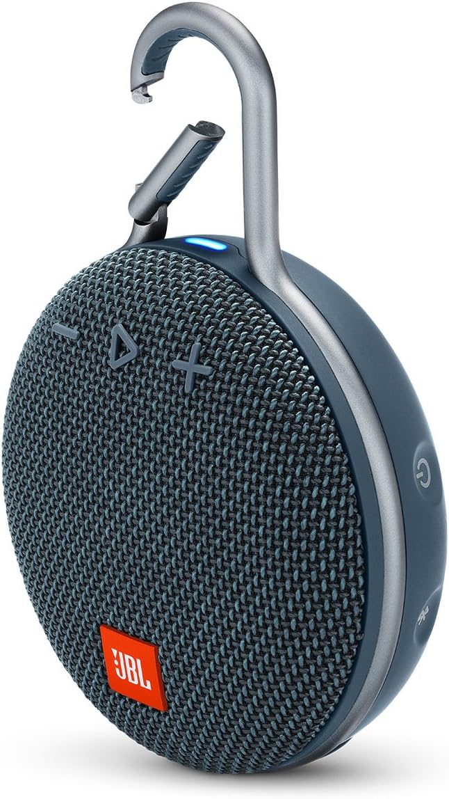 JBL Clip 3, Blue - Waterproof, Durable & Portable Bluetooth Speaker - Up to 10 Hours of Play - Includes Noise-Cancelling Speakerphone & Wireless Streaming