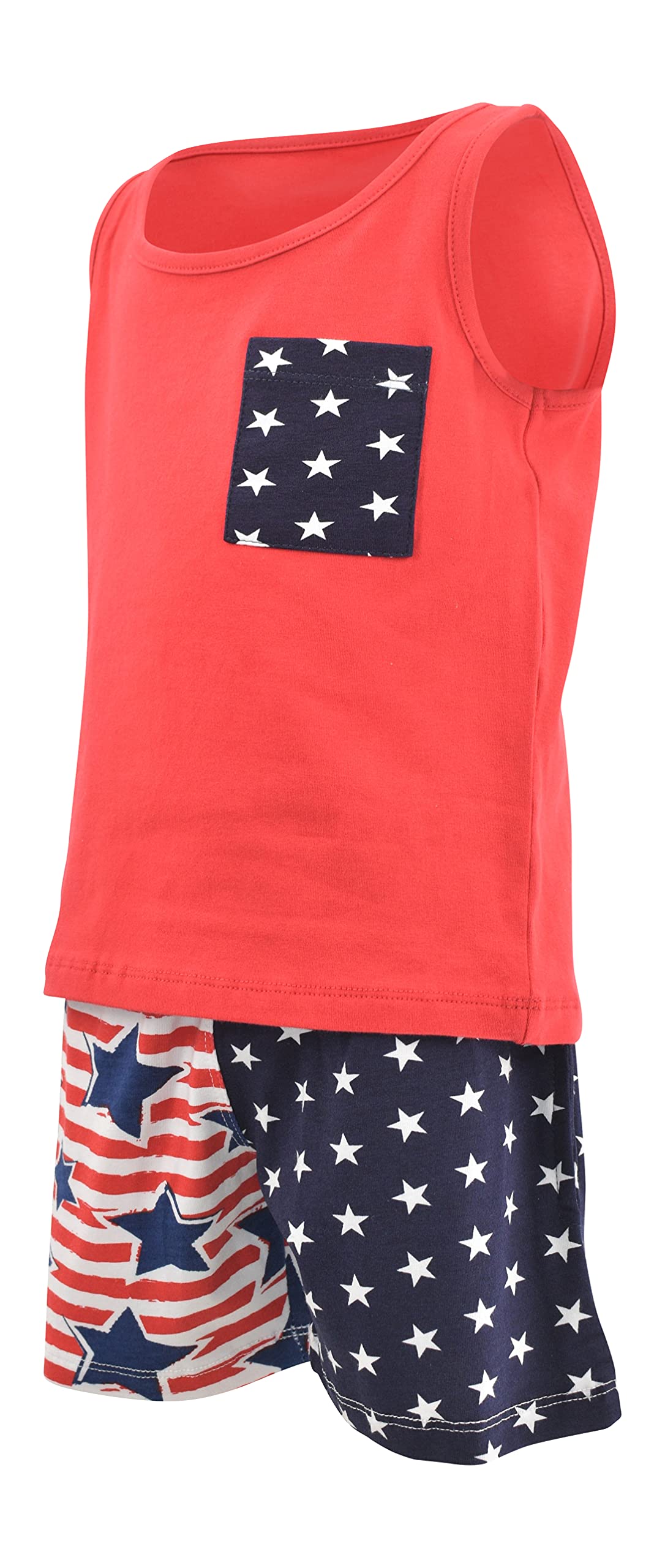 Unique Baby Boys Patriotic Stars Stripes 4th of July Short Set