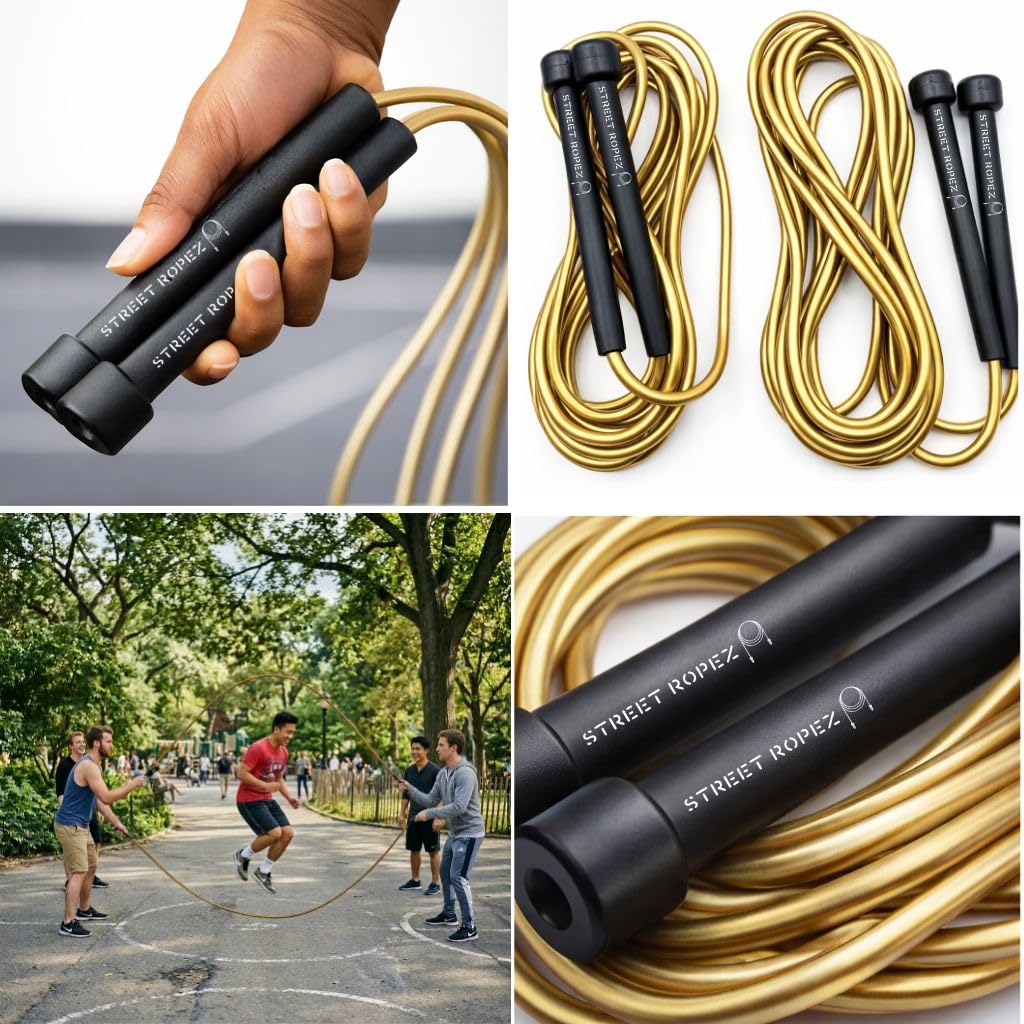 Street Ropez Royalty Double Dutch Jump Ropes (Set of 2) – 14 ft, Heavy-Weight, Tangle-Free, No Doubling Needed, Perfect for Beginners & Pros + Bonus Storage Bag