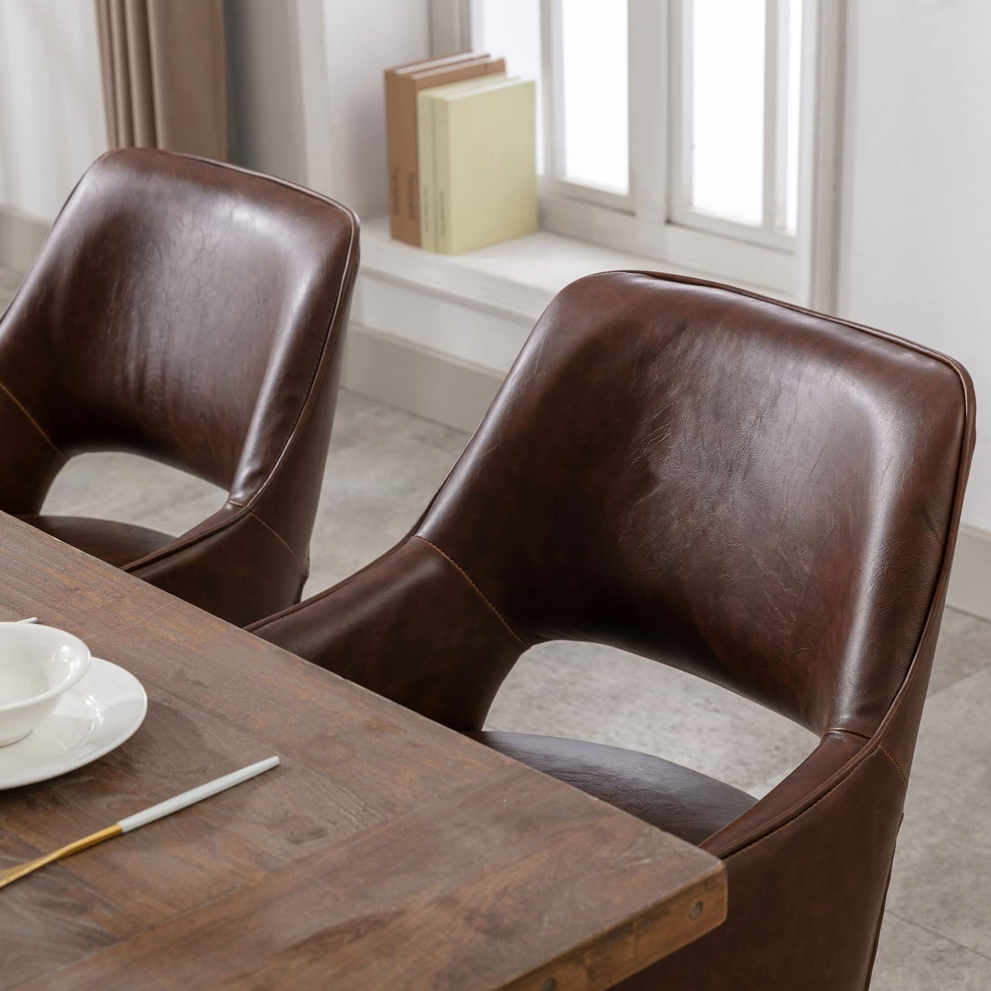 Linen Dining Chairs Set of 4 Upholstered Accent Chairs Side Chair with Wood Legs for Living Room/Dining Room/Bedroom/Restaurant, Cream