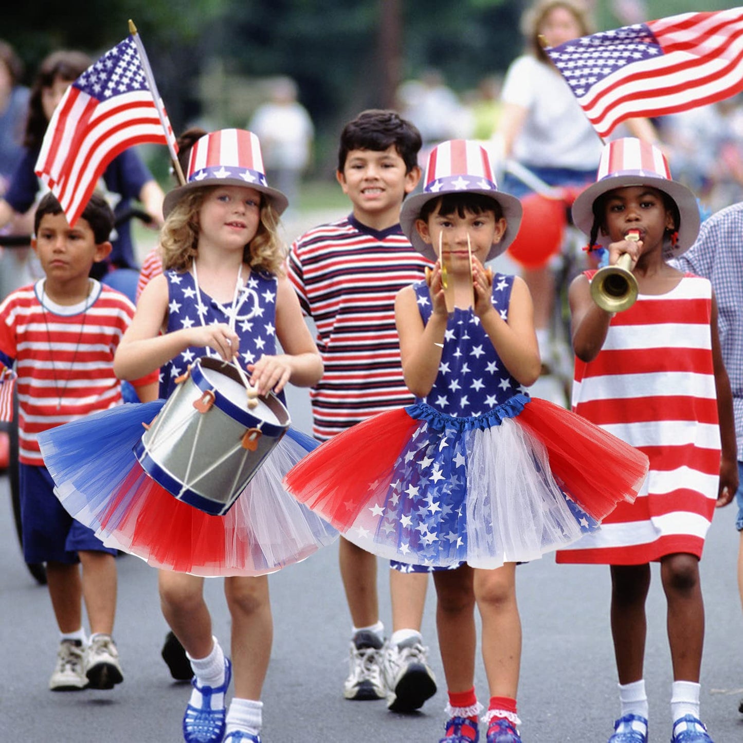4th of July Tutu Tulle Skirt for Girls Women, Red White Blue Tutu Skirt Kids Adult Independence Day Patriotic Costume Unisex