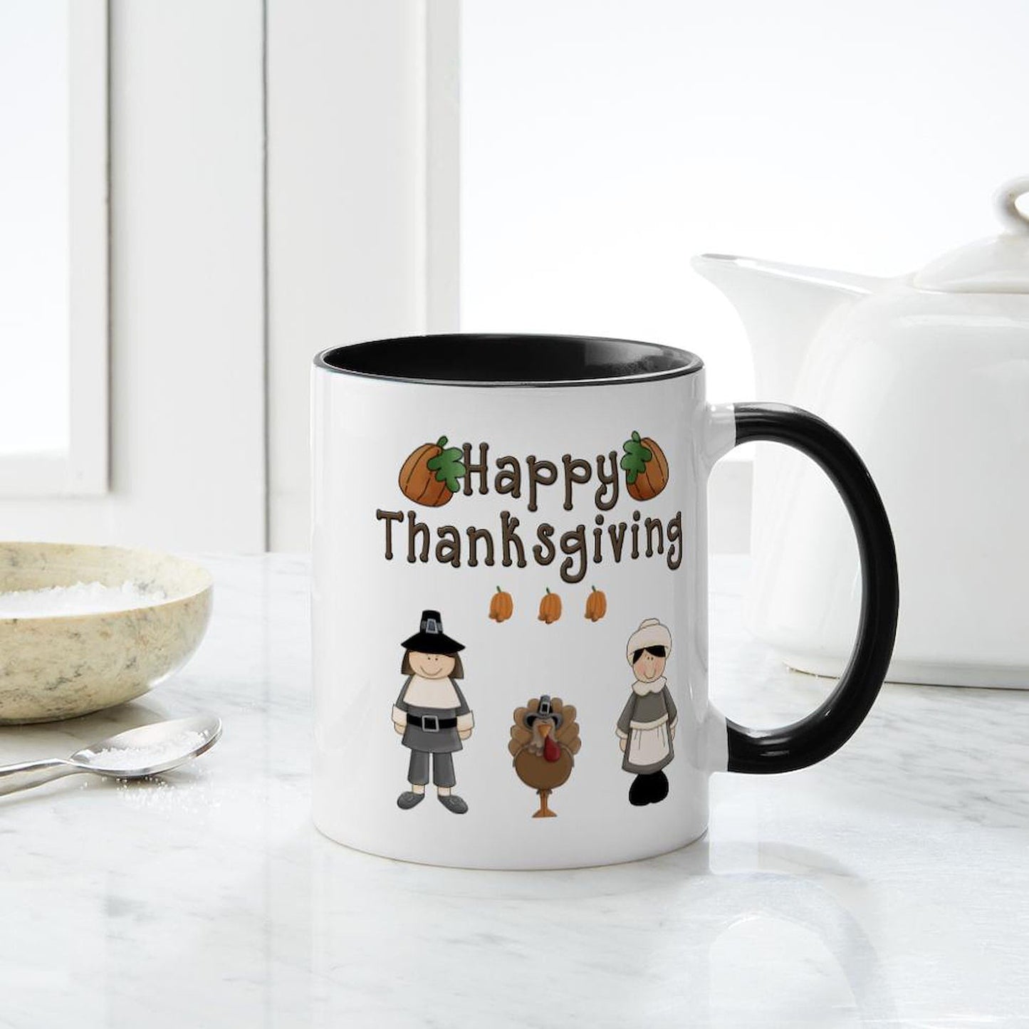 CafePress Happy Thanksgiving Turkey Mugs 11 oz (325 ml) Ceramic Coffee Mug