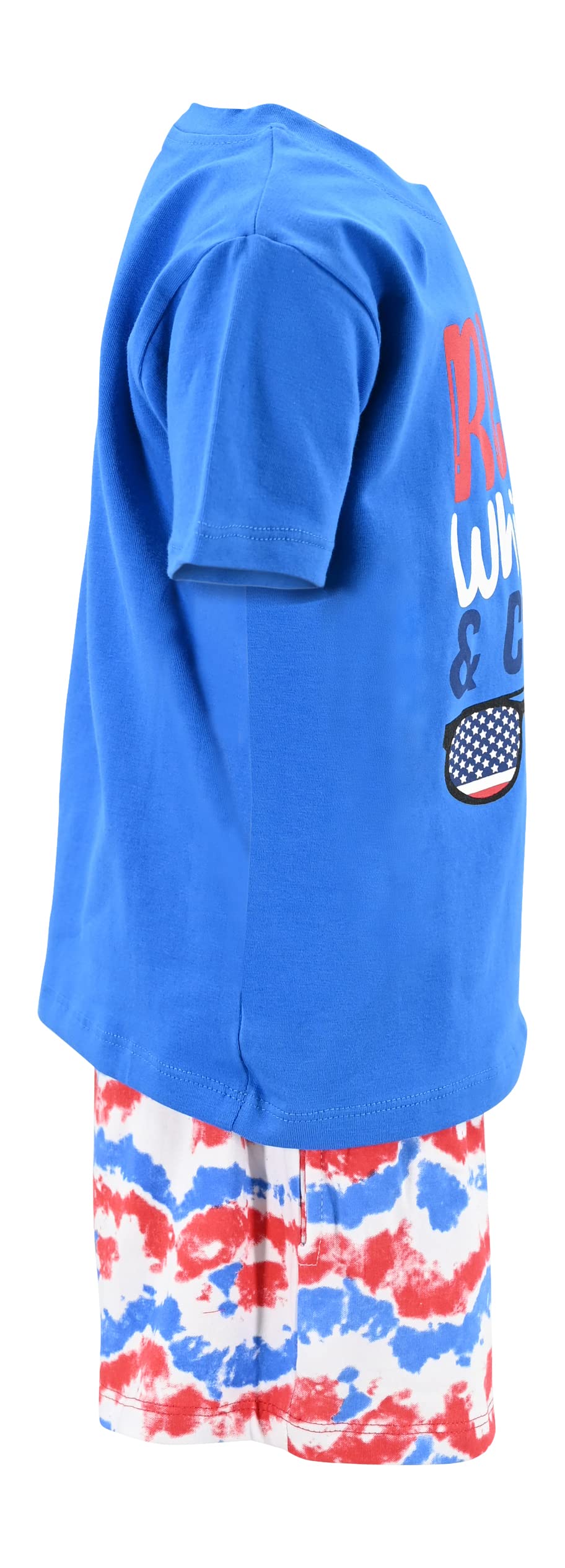 Boys 2pc Shorts Set Outfit Short Sleeve Shirt with Bold Applique Print and Shorts