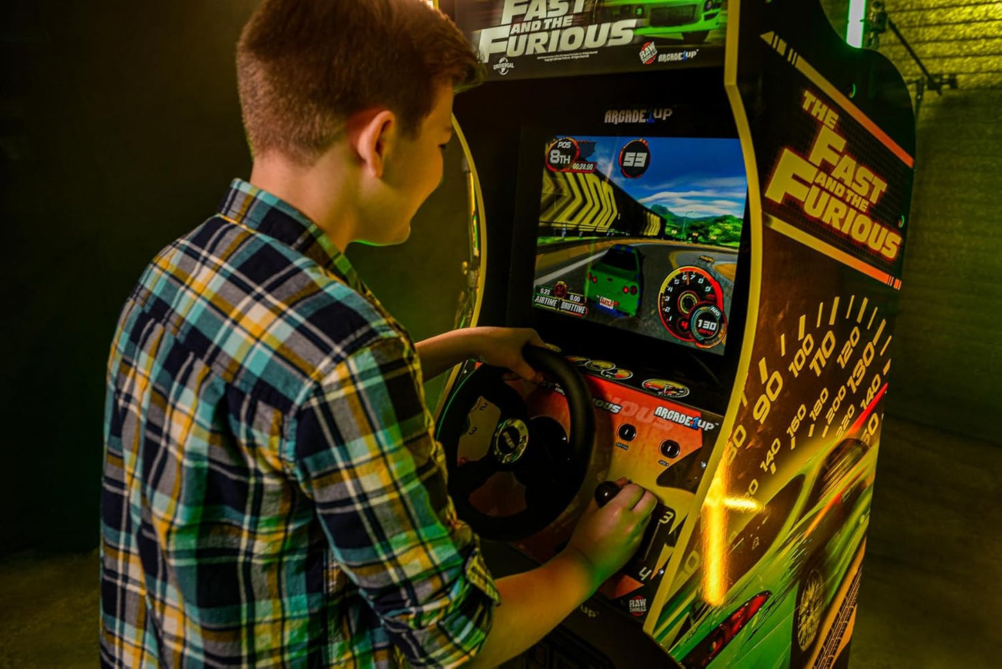 ARCADE1UP The Fast & The Furious Deluxe Arcade Game for Your Home, with 5-Foot-Tall Stand-up Cabinet, 2 Classic Games, and 17-inch LCD Screen