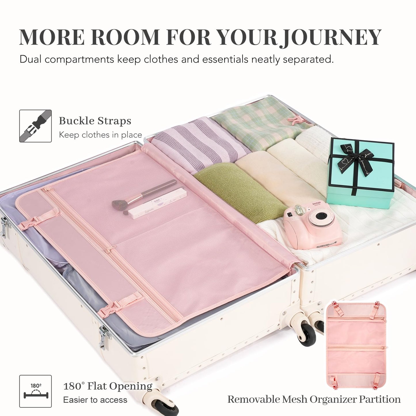 urecity Vintage Luggage Sets of 3 Piece - Hardside Lightweight Spinner Suitcases - Retro Travel Set includes Under Seat Train Case, 26"+20"+12"